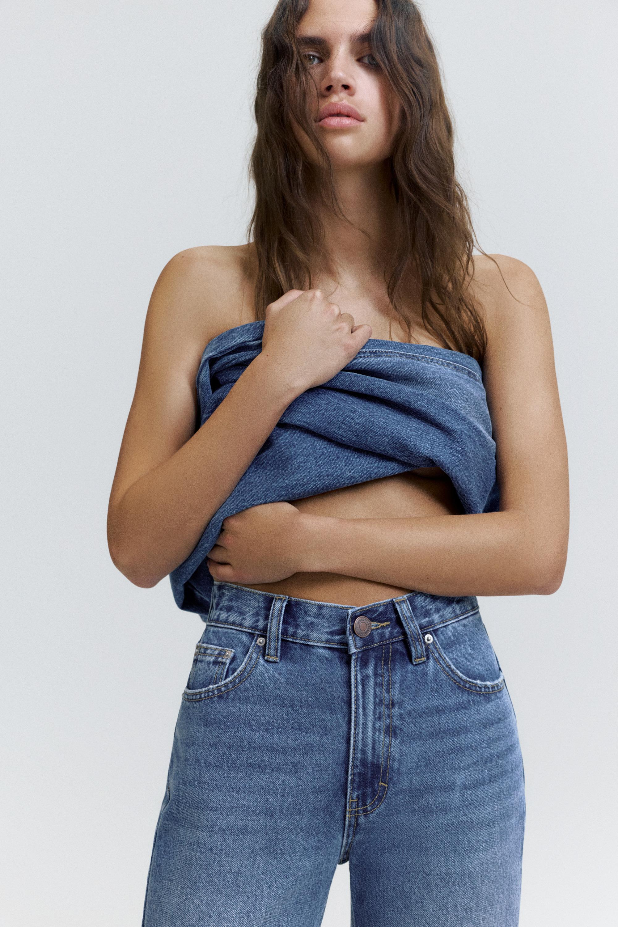 High-waist mom jeans — Dark blue