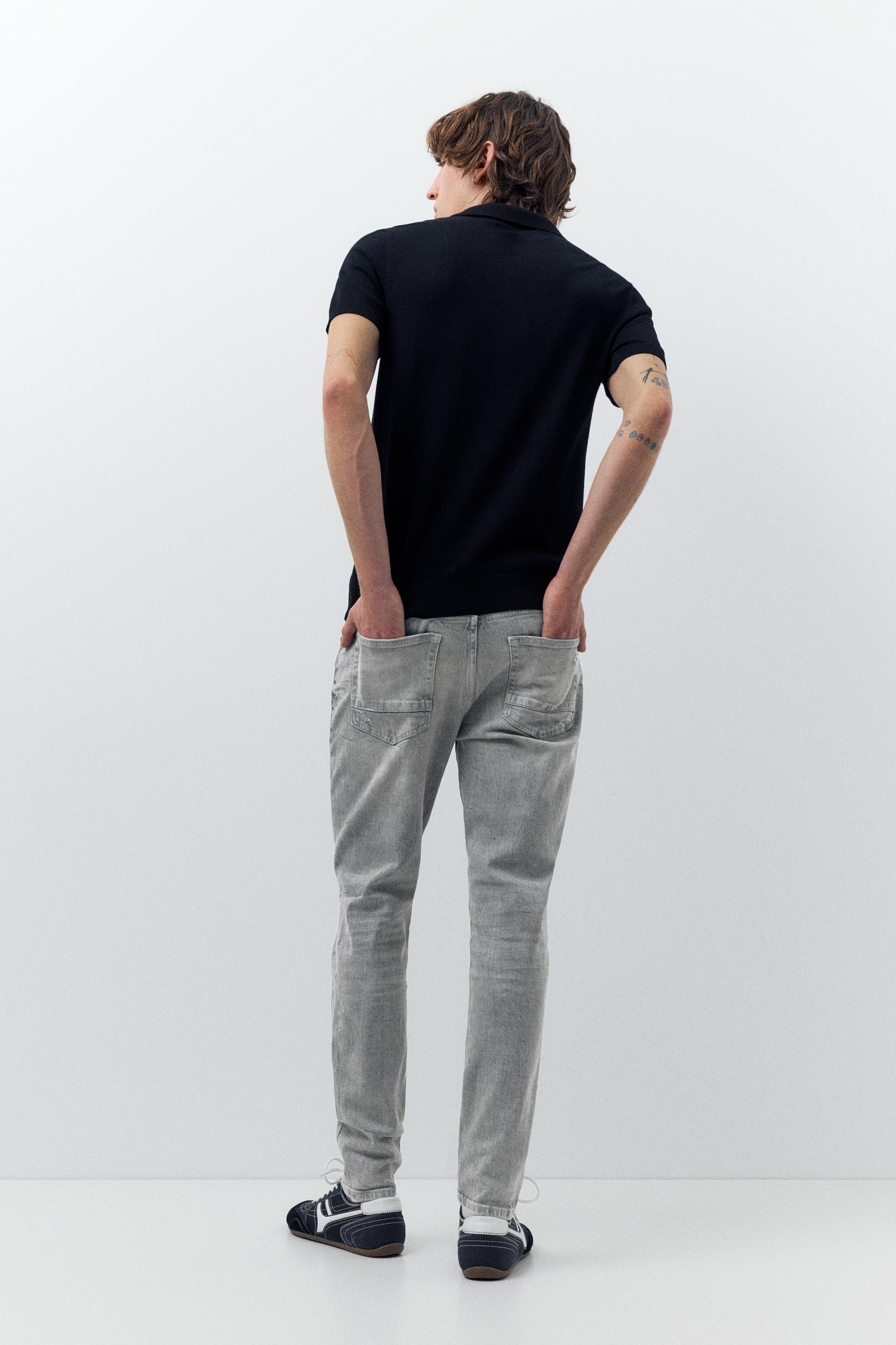 Ripped skinny jeans — Pale grey