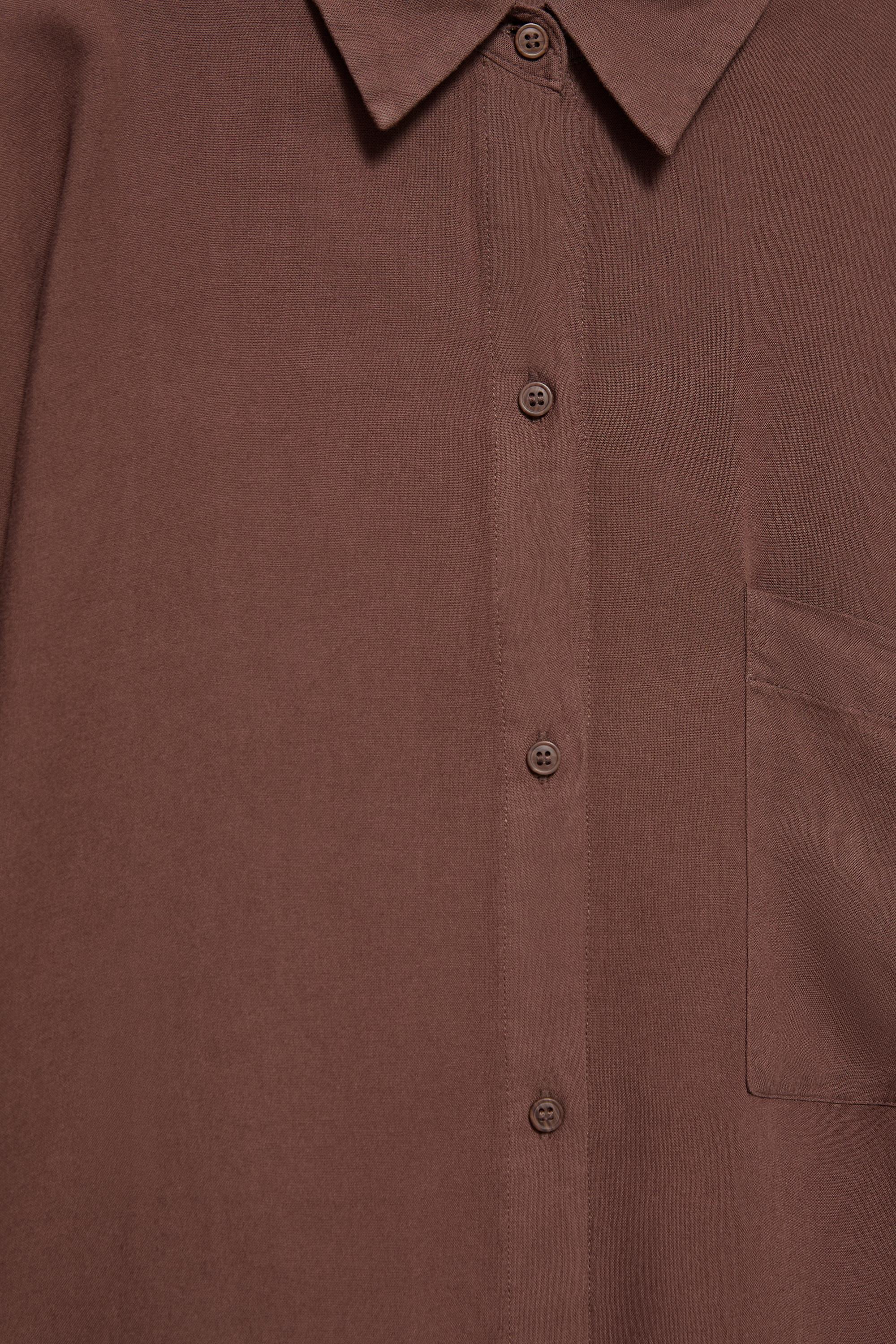Linen blend shirt — Brown