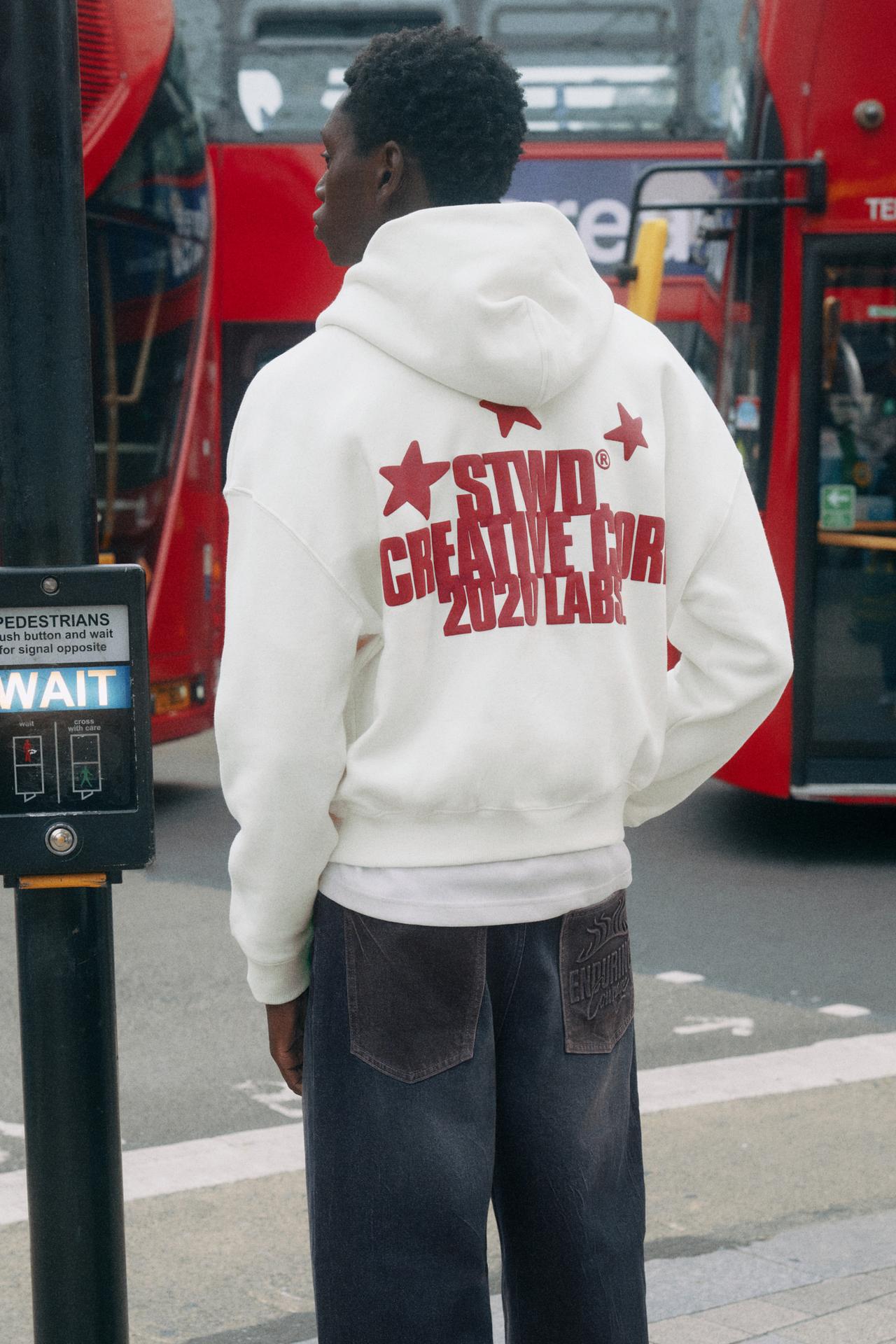 STWD star sweatshirt with hood — White