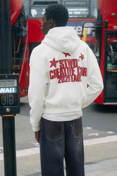 STWD star sweatshirt with hood — White 1