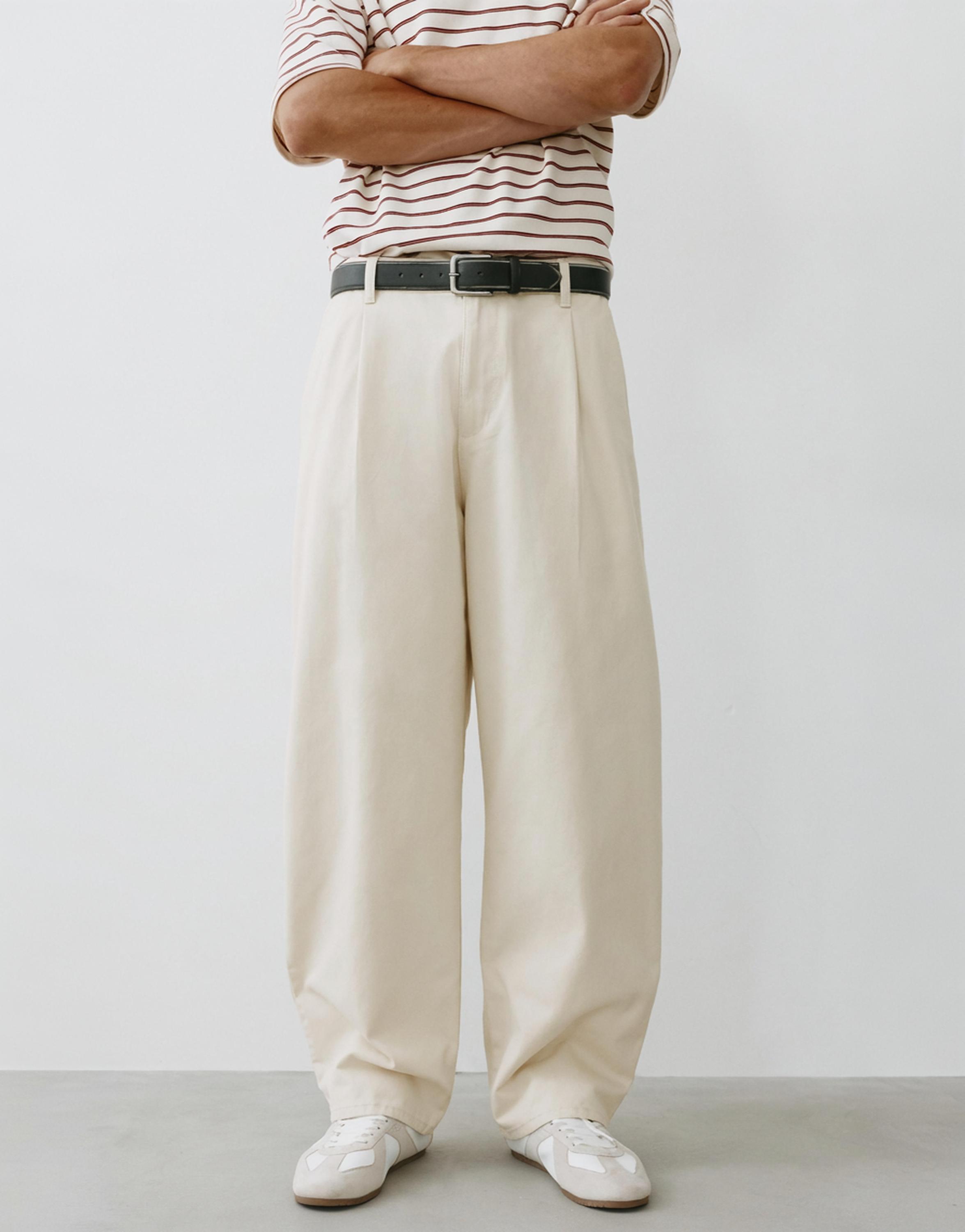 Baggy darted chinos — Off white