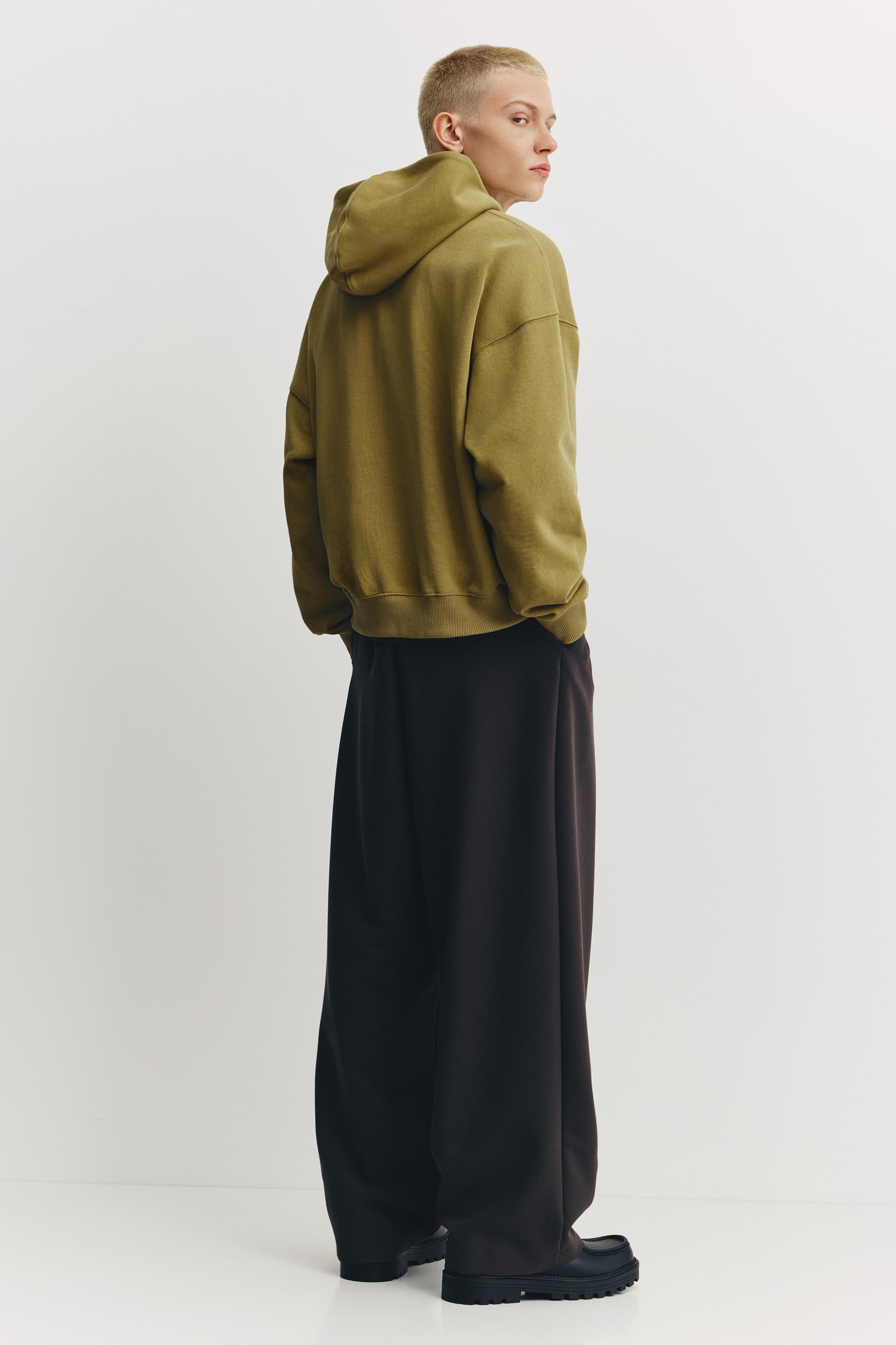Boxy hoodie with zipper — Lime