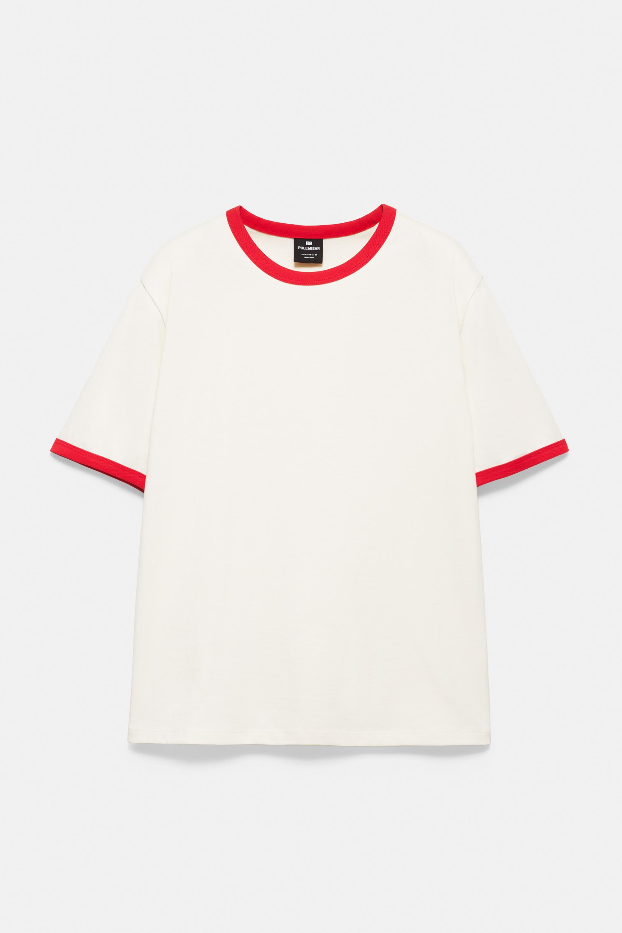 Contrast trim T-shirt — Red