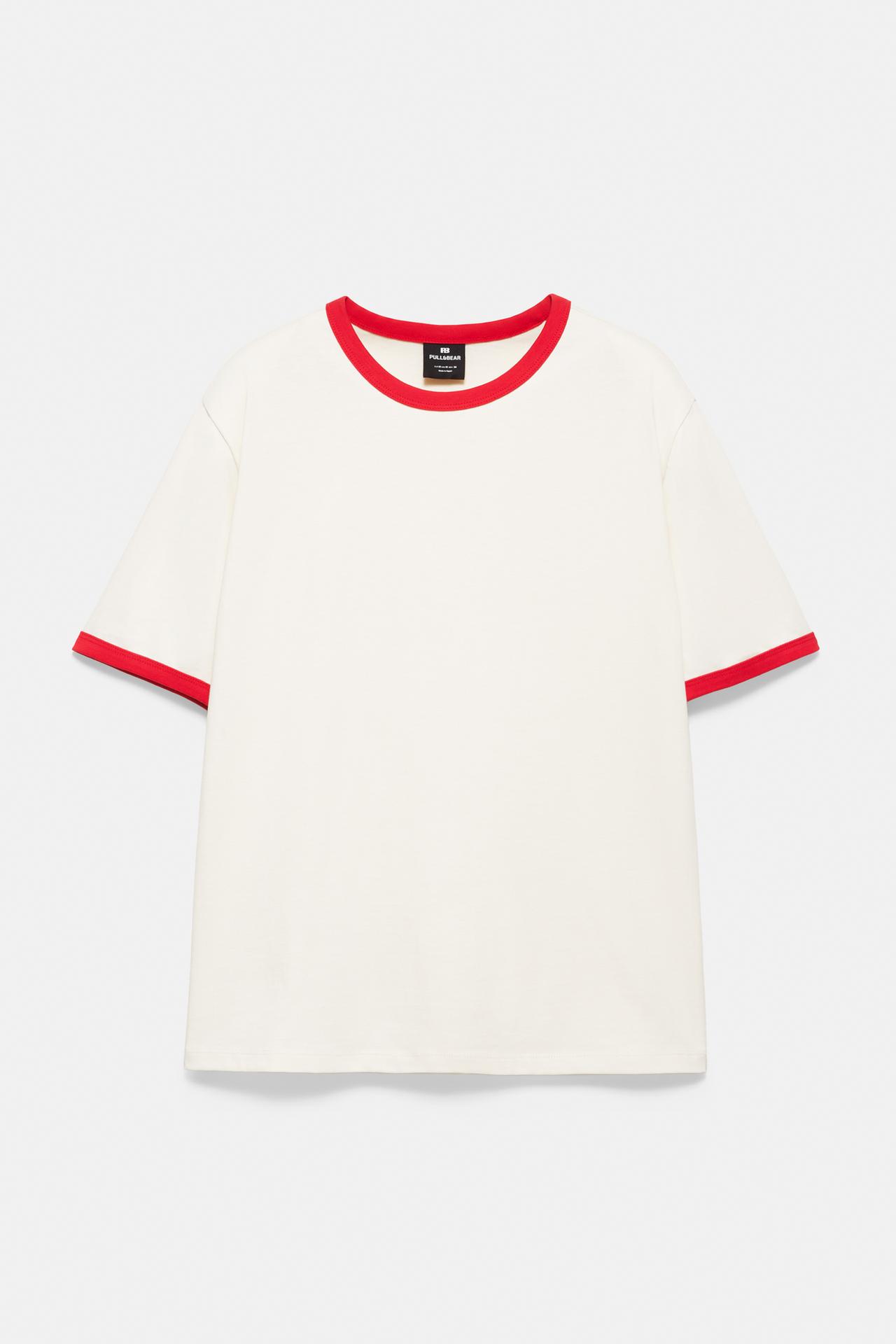 Contrast trim T-shirt — Red