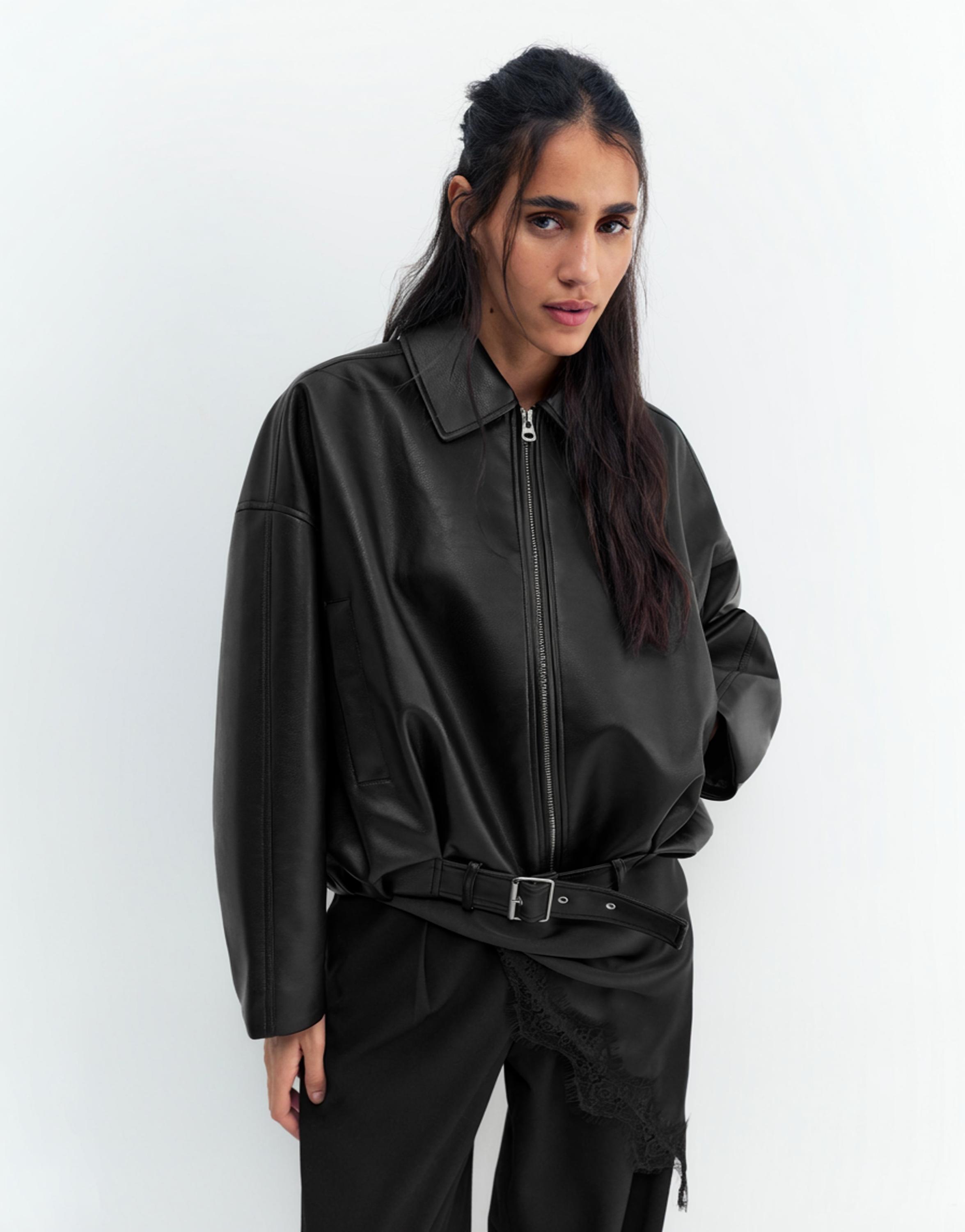 Suni deri balon ceket - Görsel 14