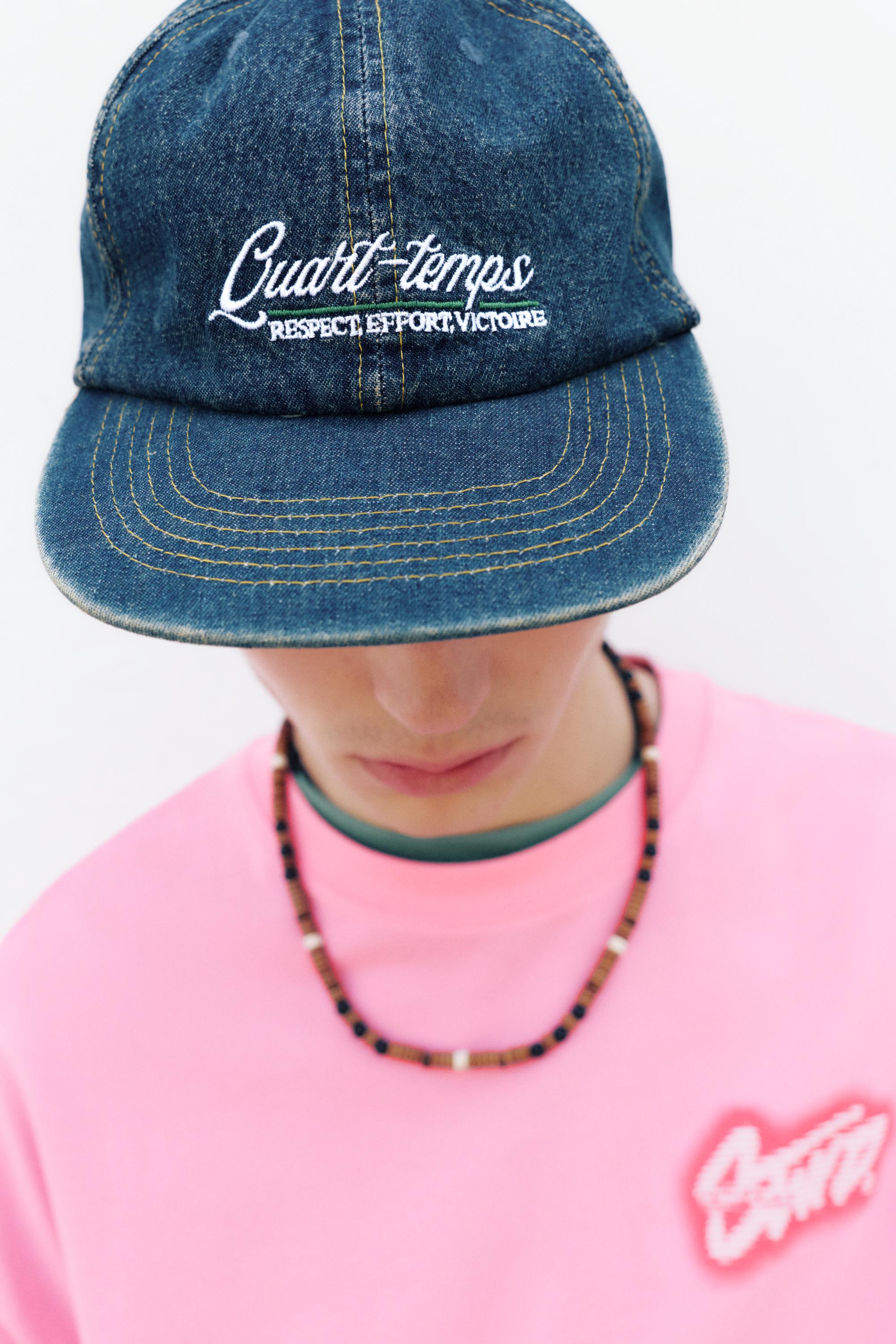 Embroidered denim cap — Blue