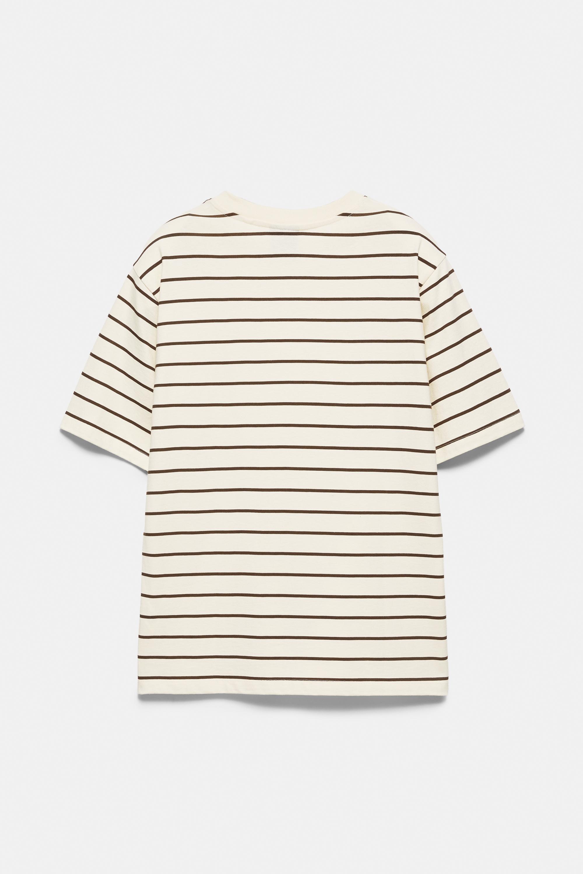 Striped slogan T-shirt — Yellow