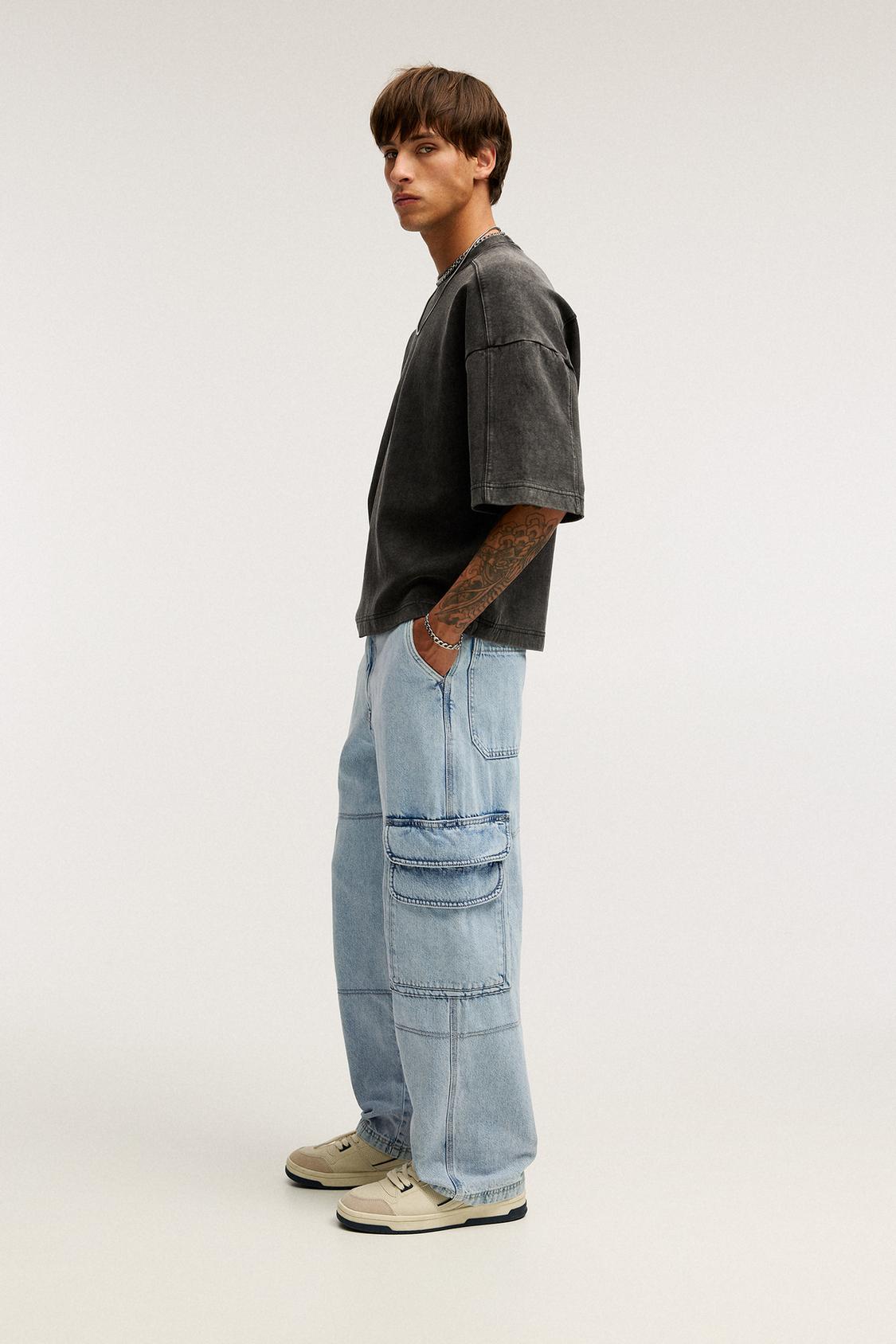 Pants Pantalon Cargo Homme Pull And Bear Pantalon Cargo Baggy