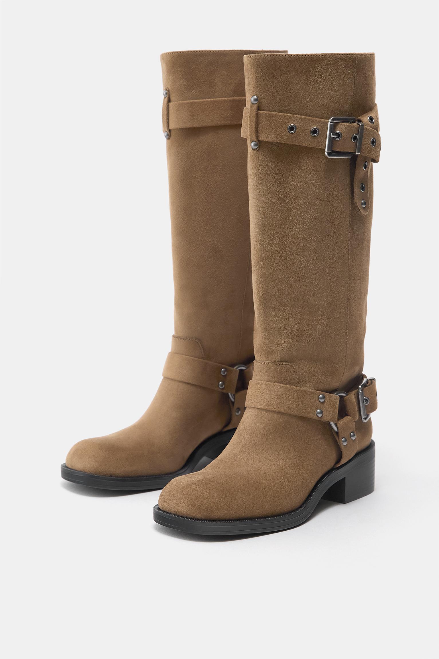 Tall biker boots — Sand