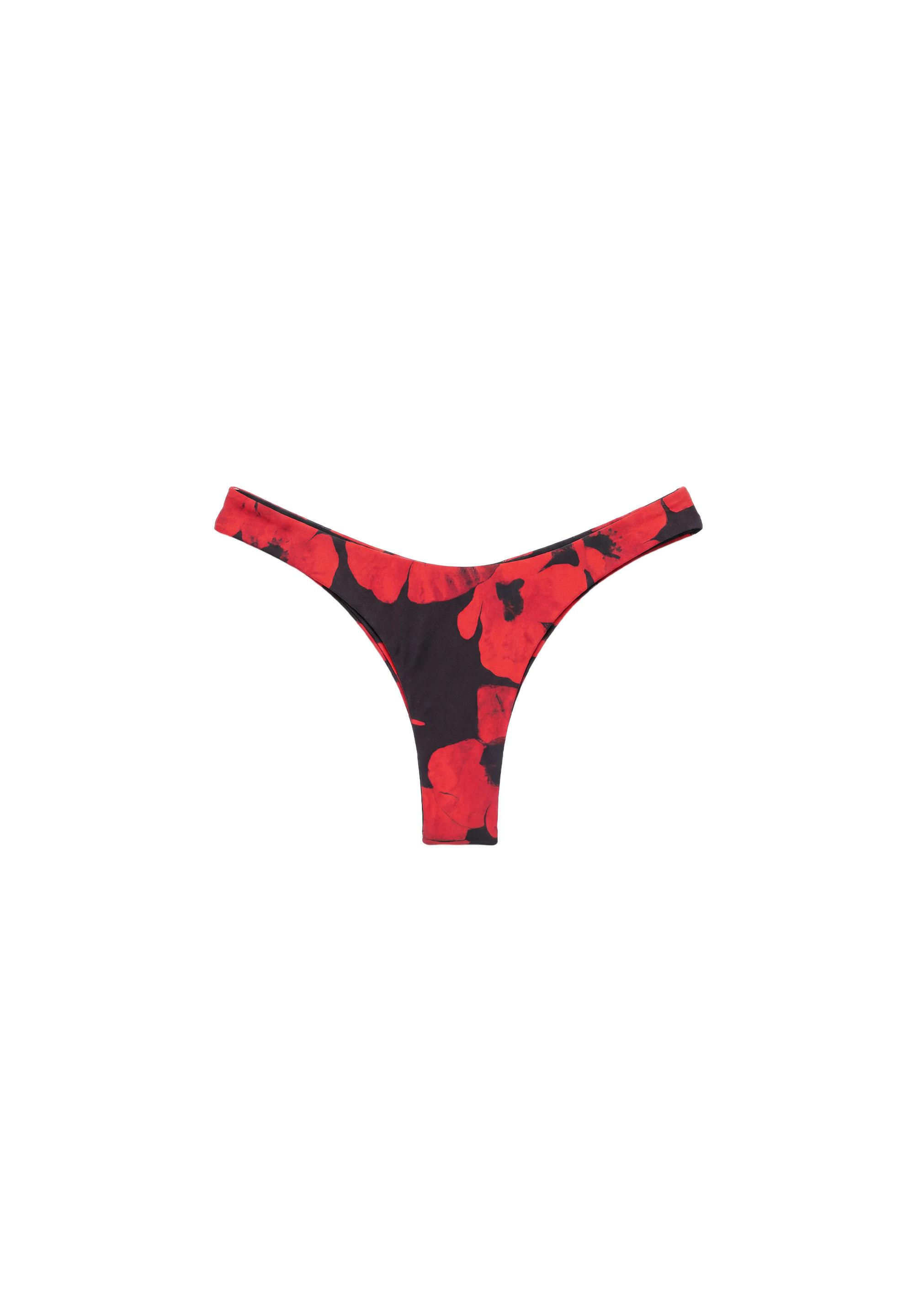 Floral Brazilian bikini bottoms — Red