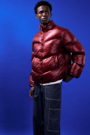 Puffer jacket with shiny finish — Burgundy 1