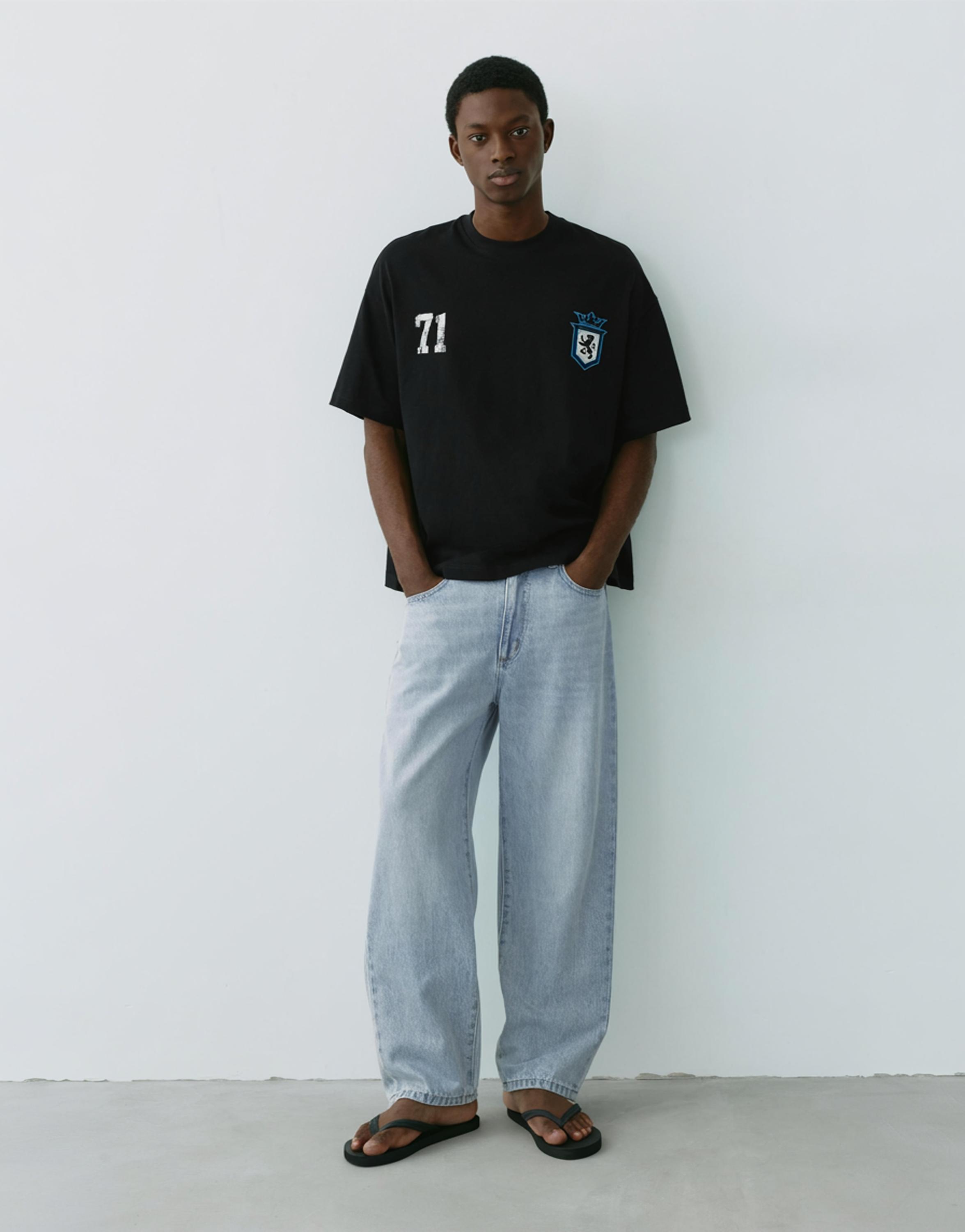 STWD boxy-fit lion graphic T-shirt — Black