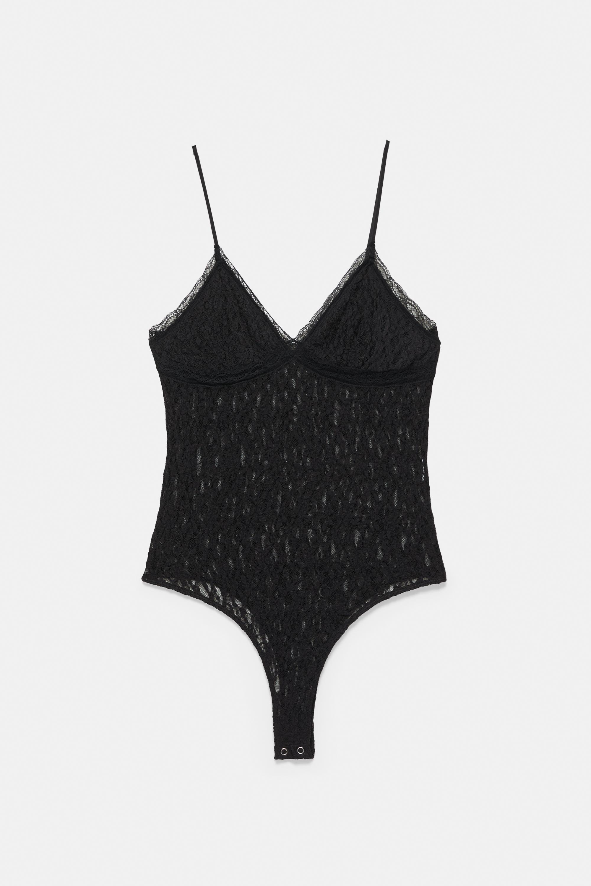Strappy lace bodysuit — Black