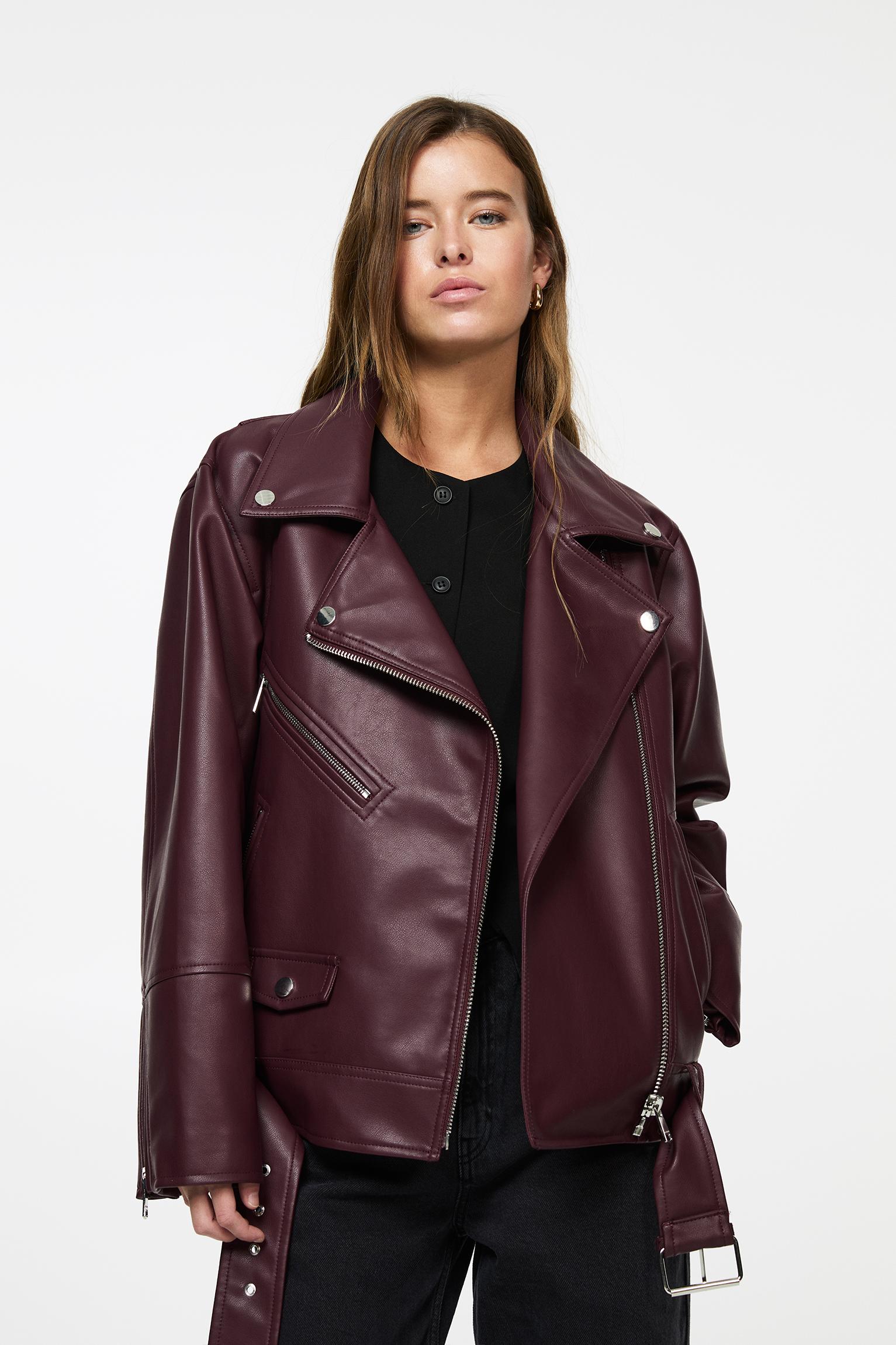 Pull and bear red leather jacket hotsell