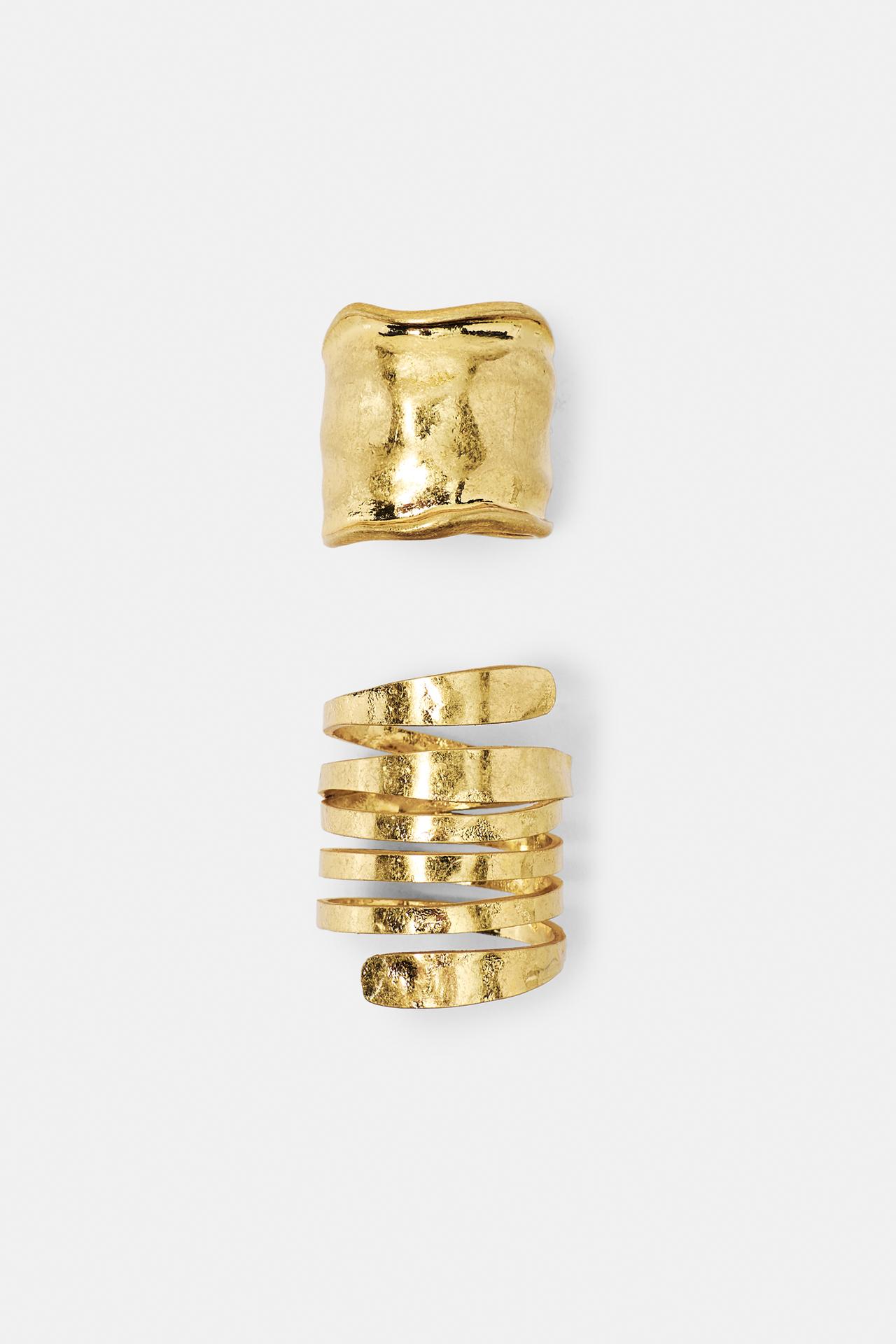 Pack of wide spiral rings — Gold
