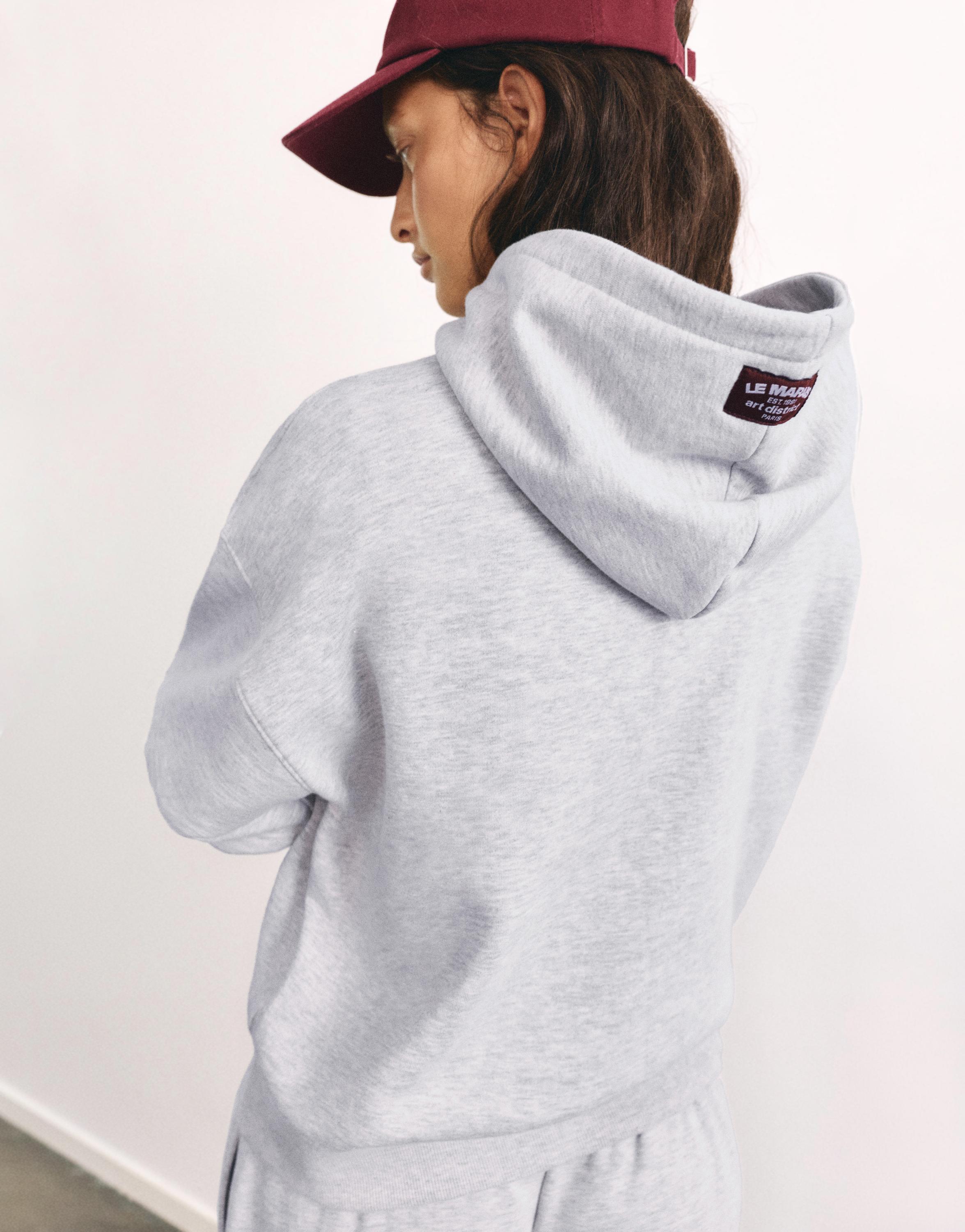 Graphic hoodie — Grey marl