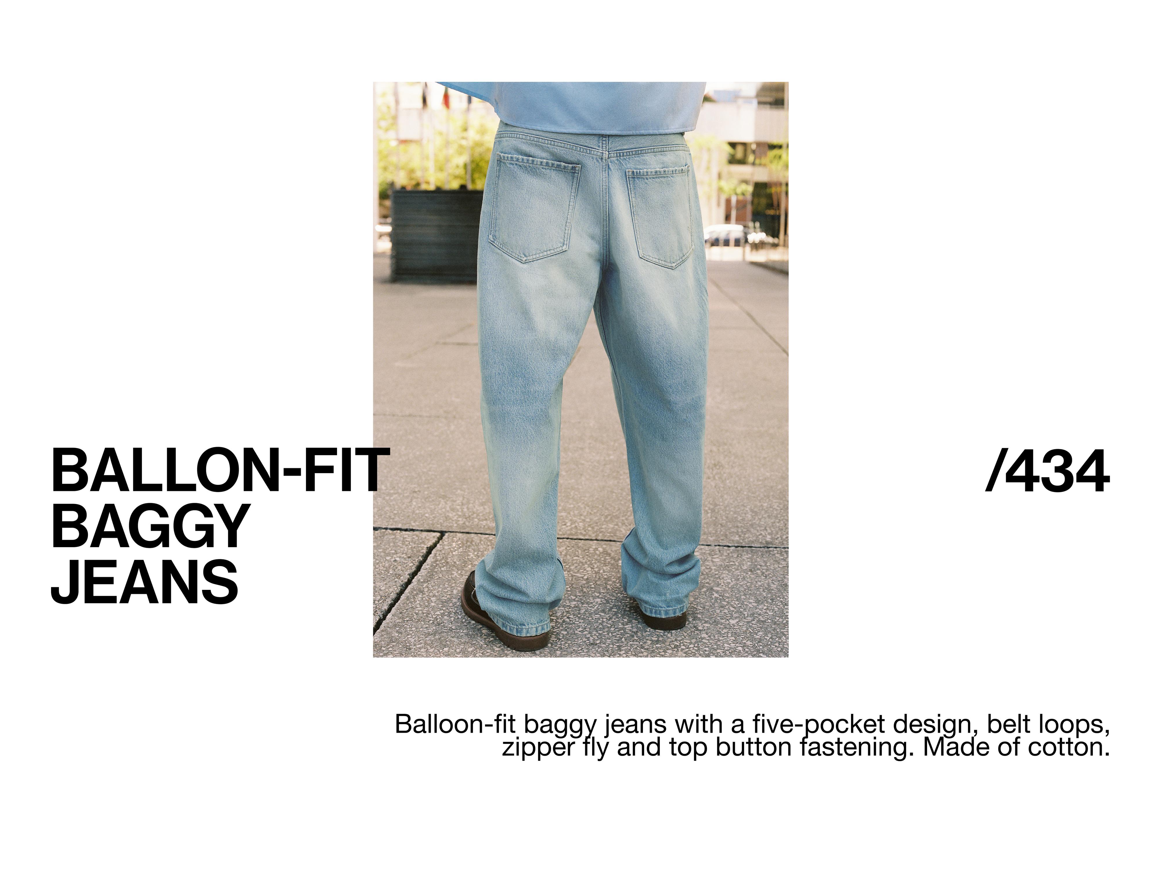 Balloon-fit baggy jeans — Pale indigo