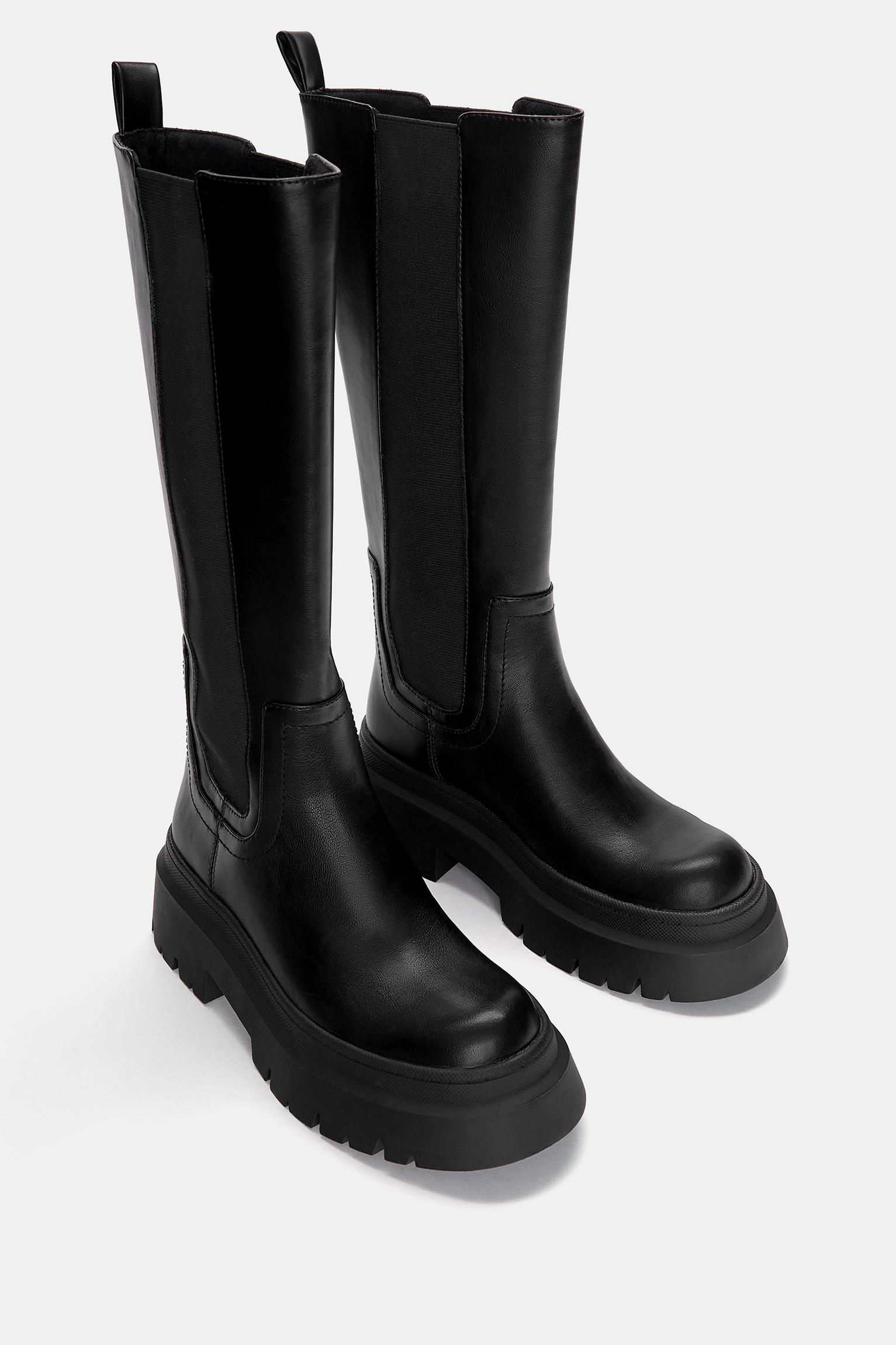 Stretch fabric knee high fashion boots