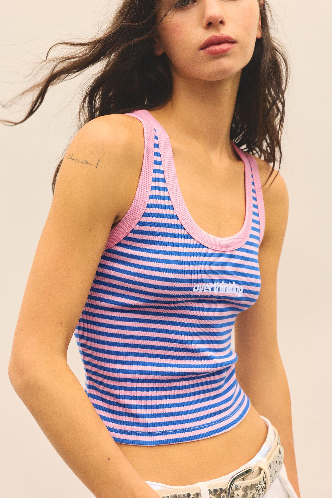 Striped tank top — Deep blue