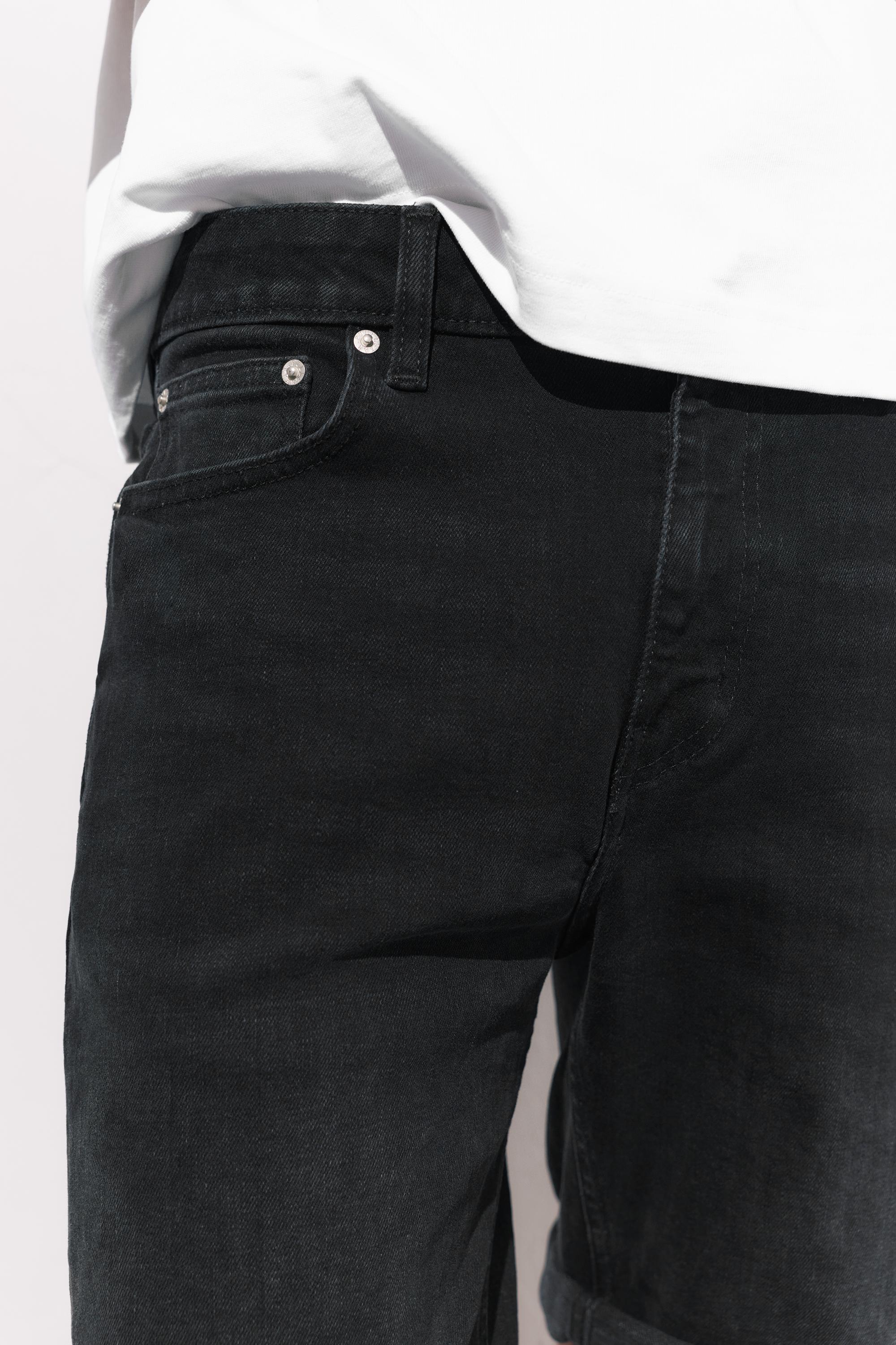 Basic slim-fit denim Bermuda shorts — Faded black