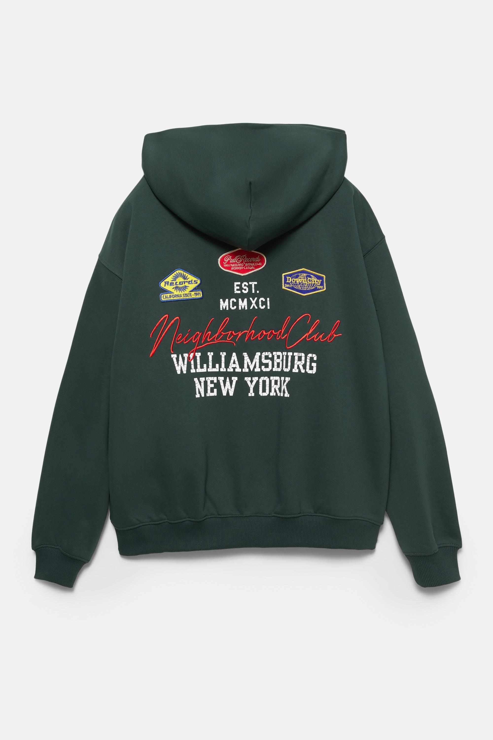 Yamalı fermuarlı kapüşonlu sweatshirt - Görsel 3