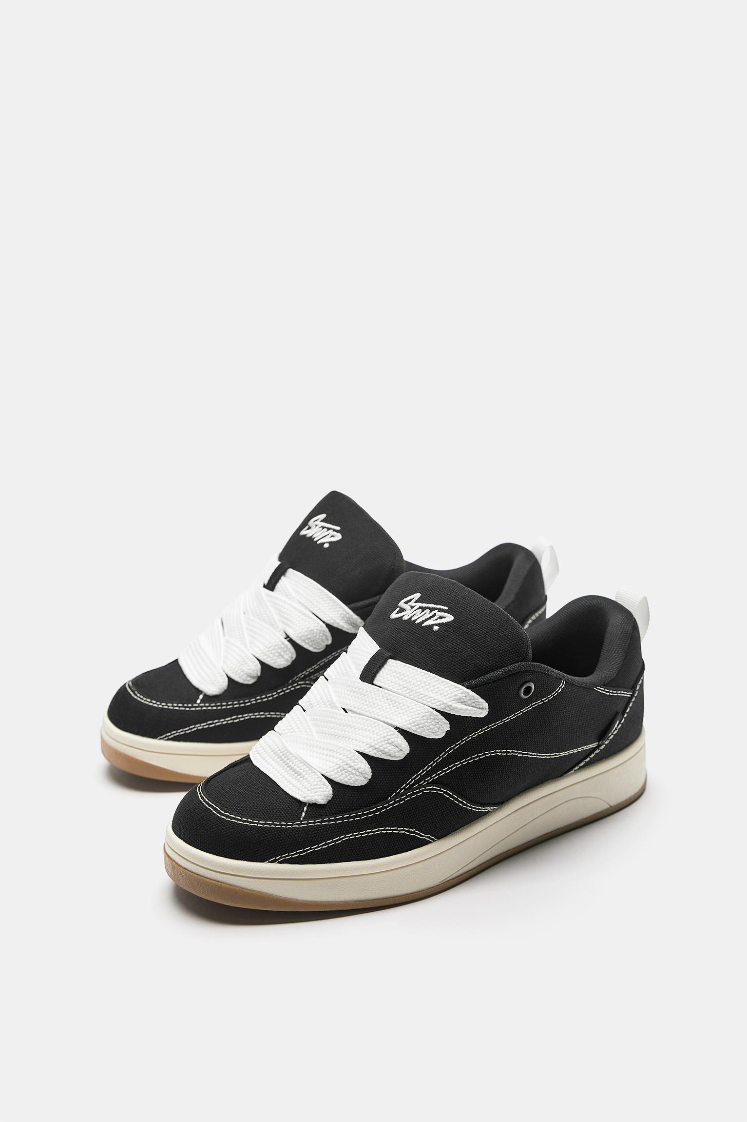 STWD skate trainers with stitching — Black