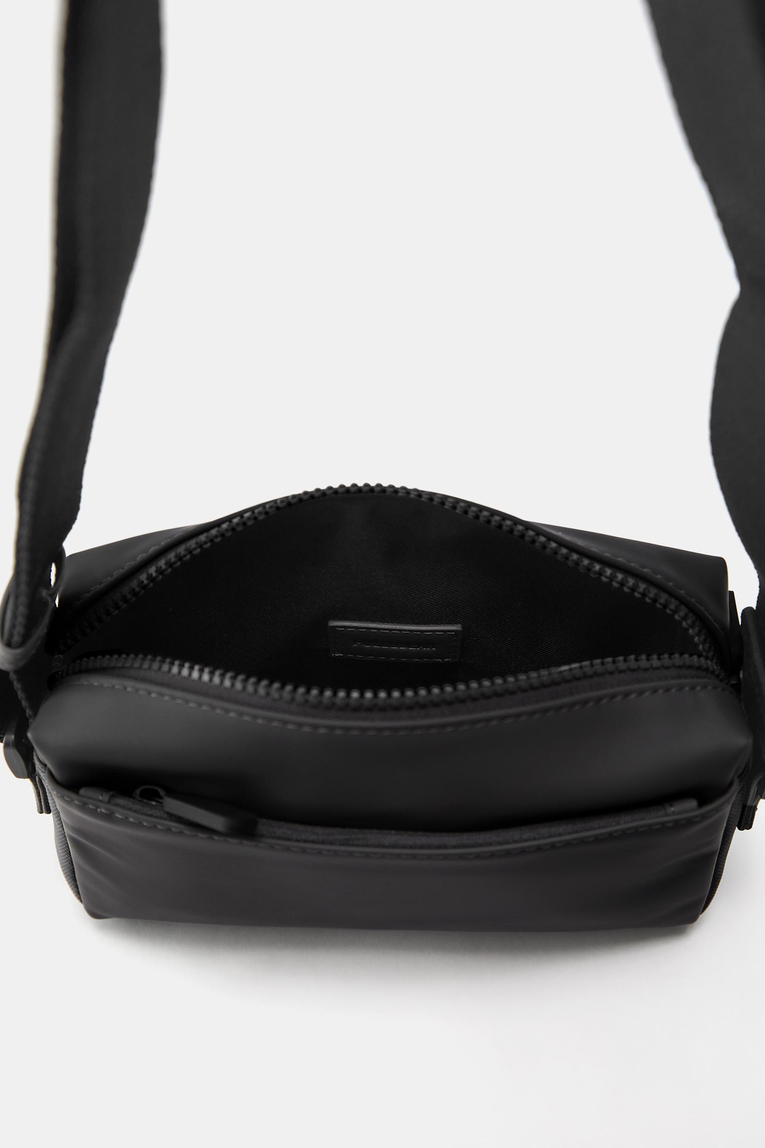Rubberised crossbody bag — Black
