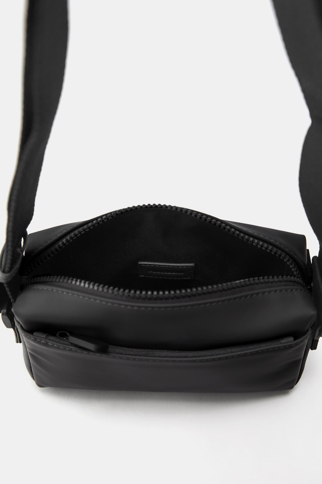 Rubberised crossbody bag — Black