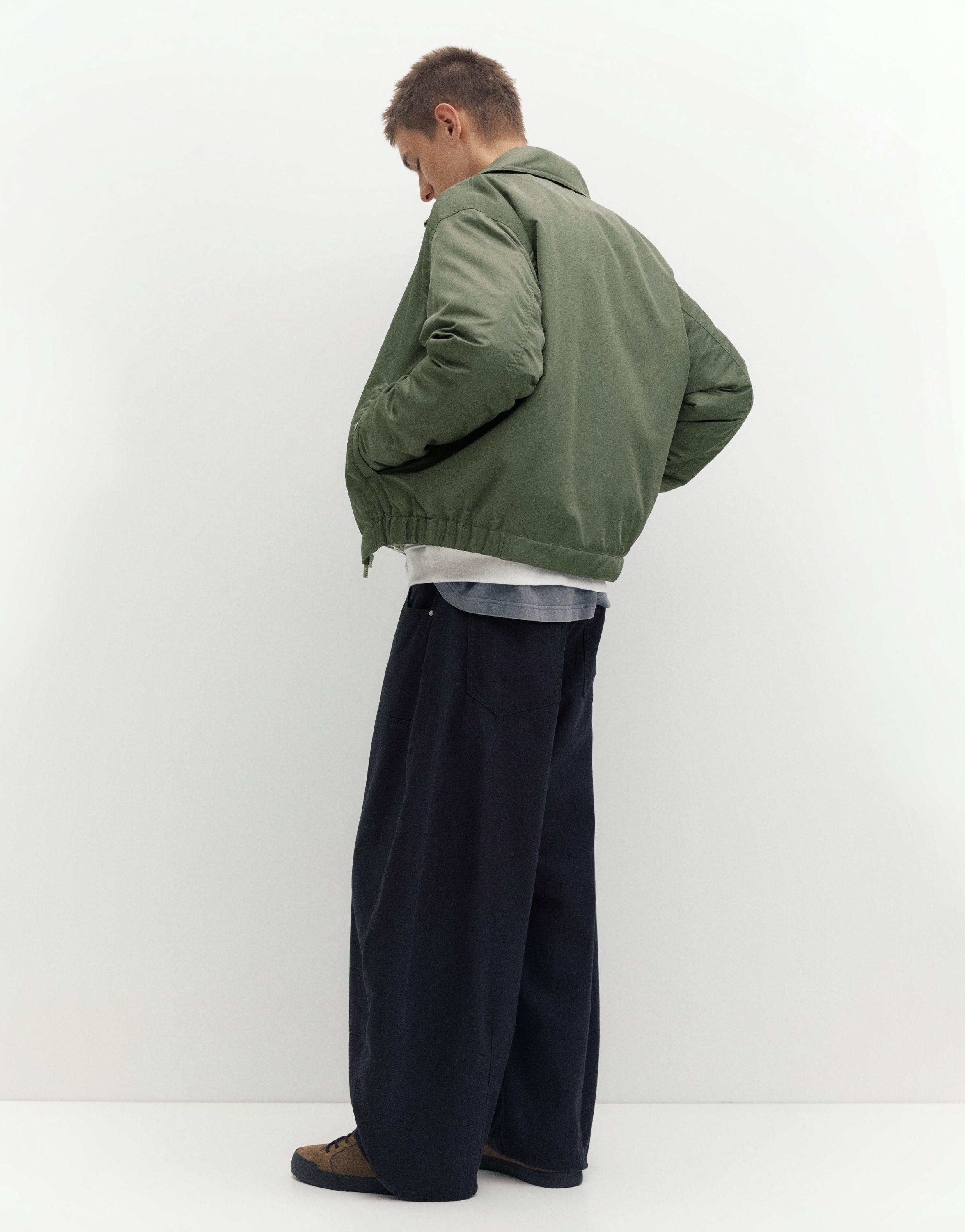 Shirt collar bomber jacket — Medium green