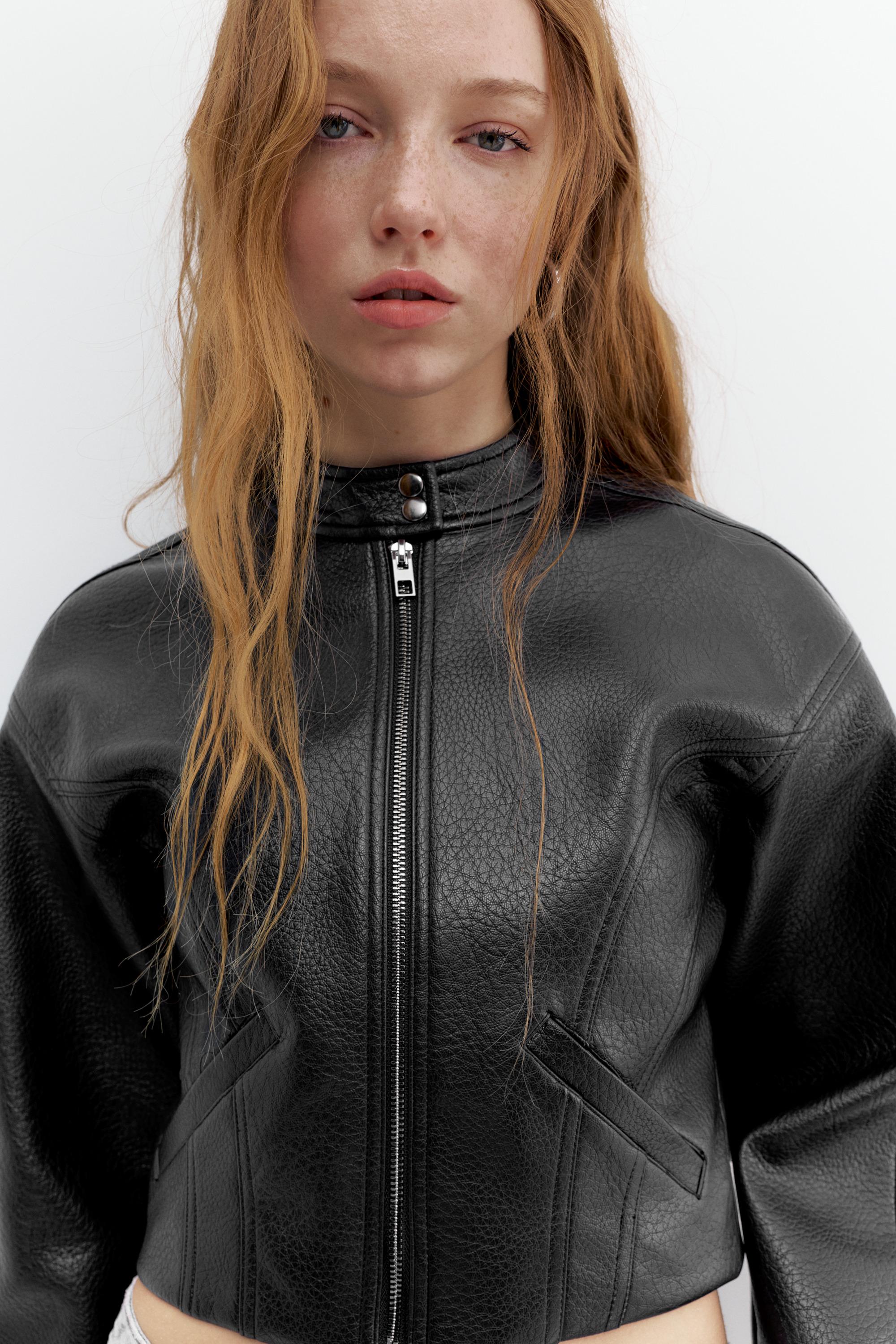 Leather effect biker jacket — Black