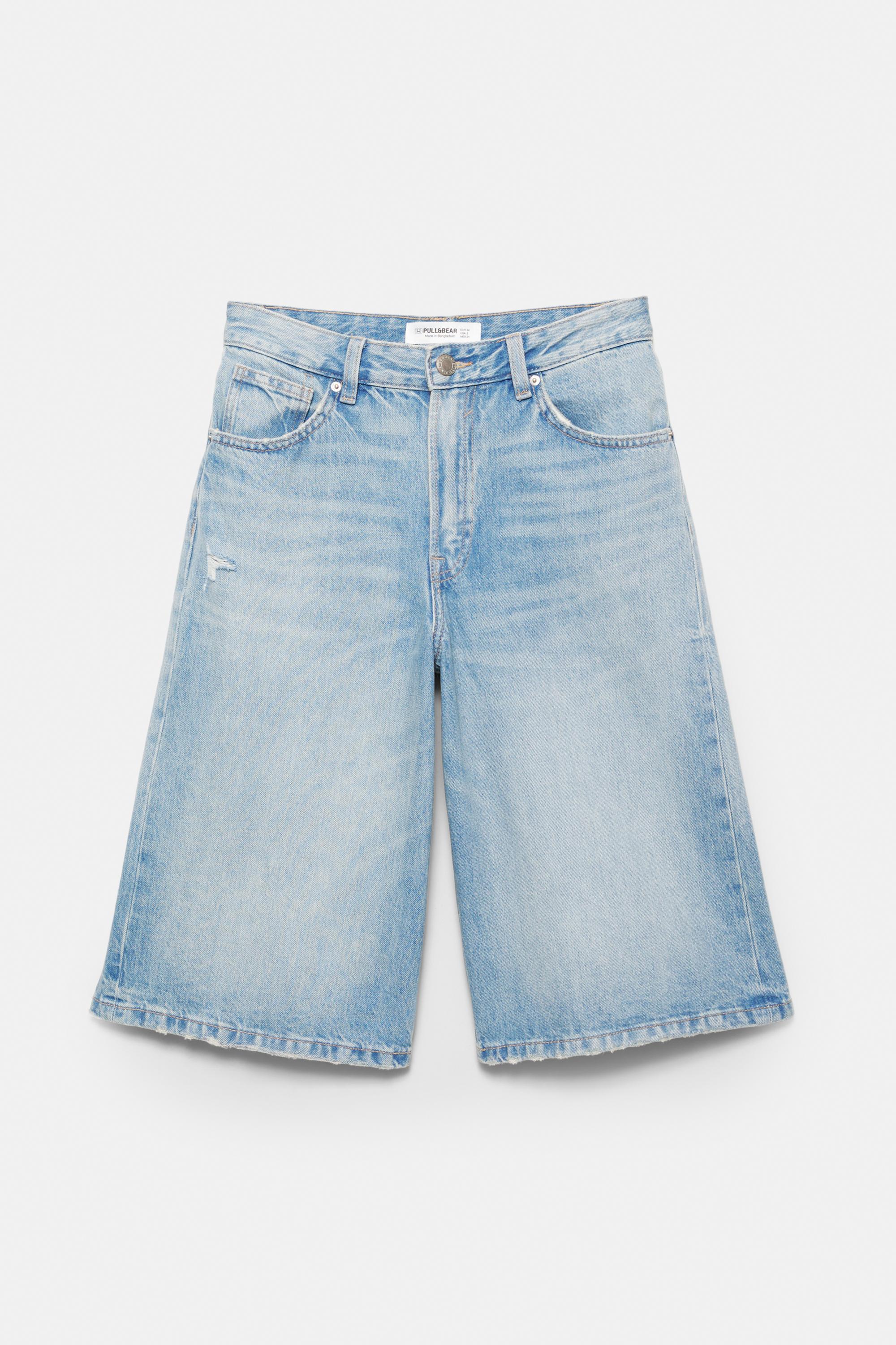 Low-rise denim jorts — Pale blue