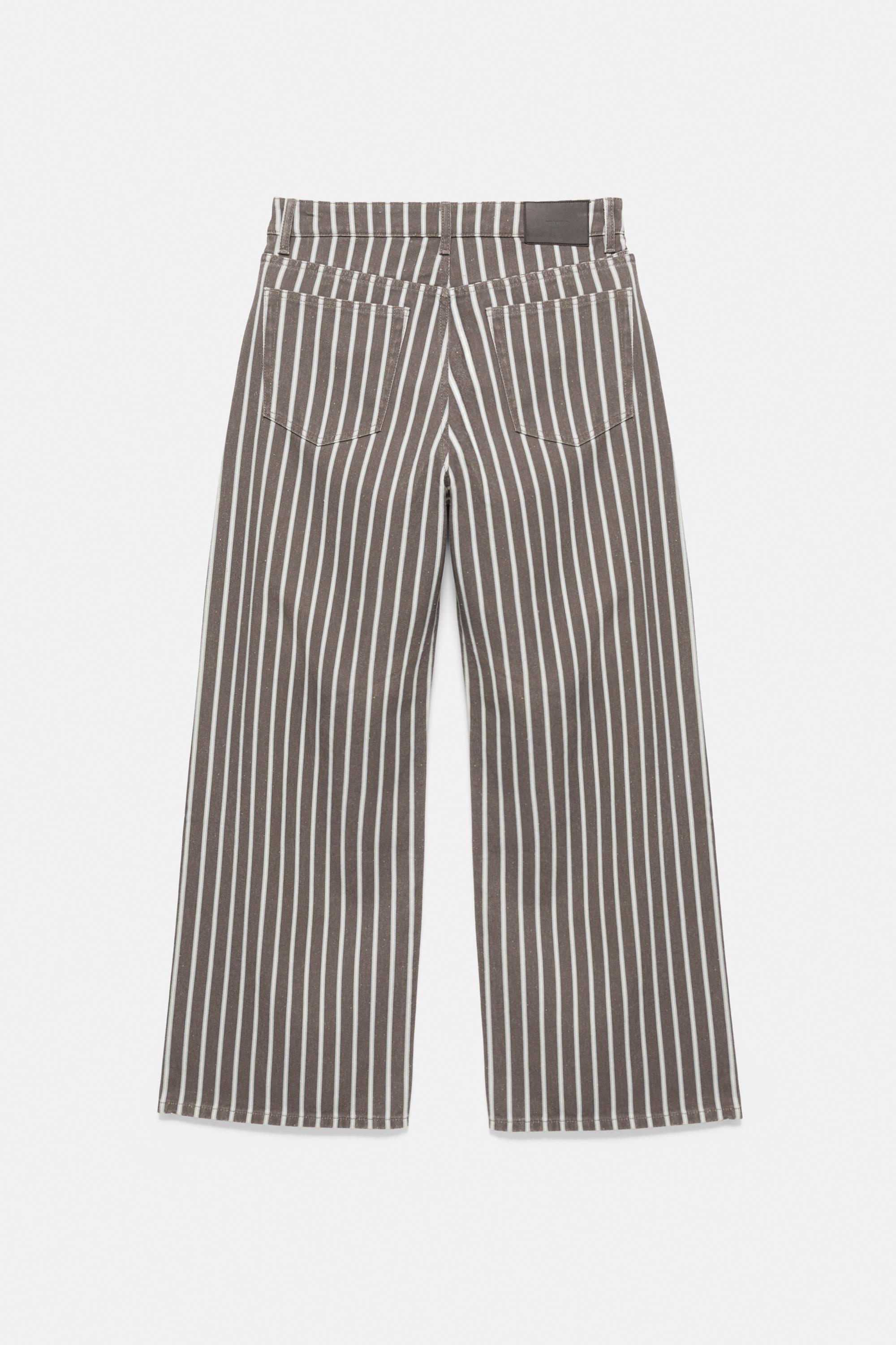 Low-rise striped baggy jeans — Brown