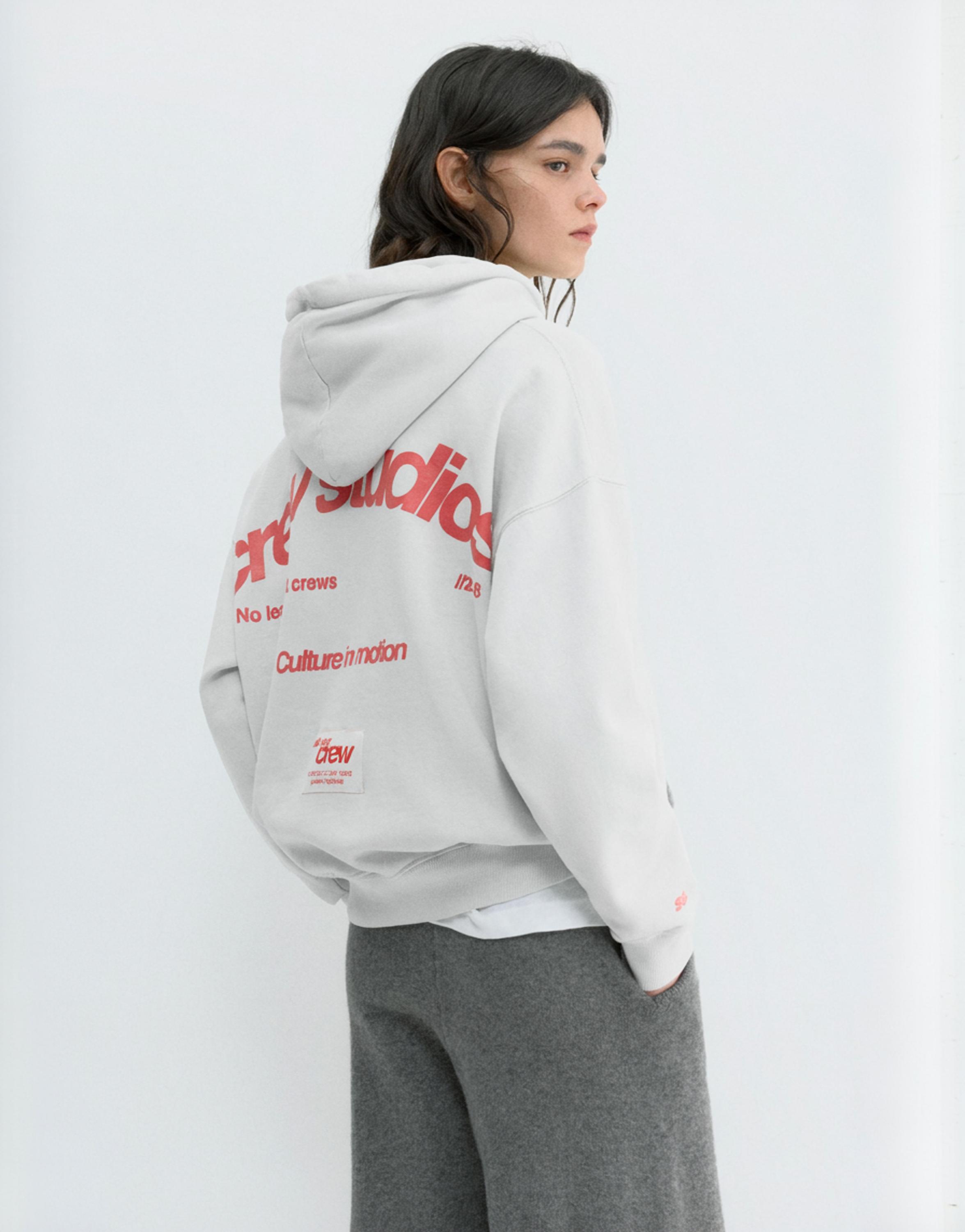 Kapüşonlu crew studios sweatshirt - Görsel 8