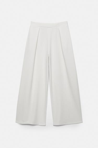 Soft-touch wide-leg darted trousers — Ecru 6
