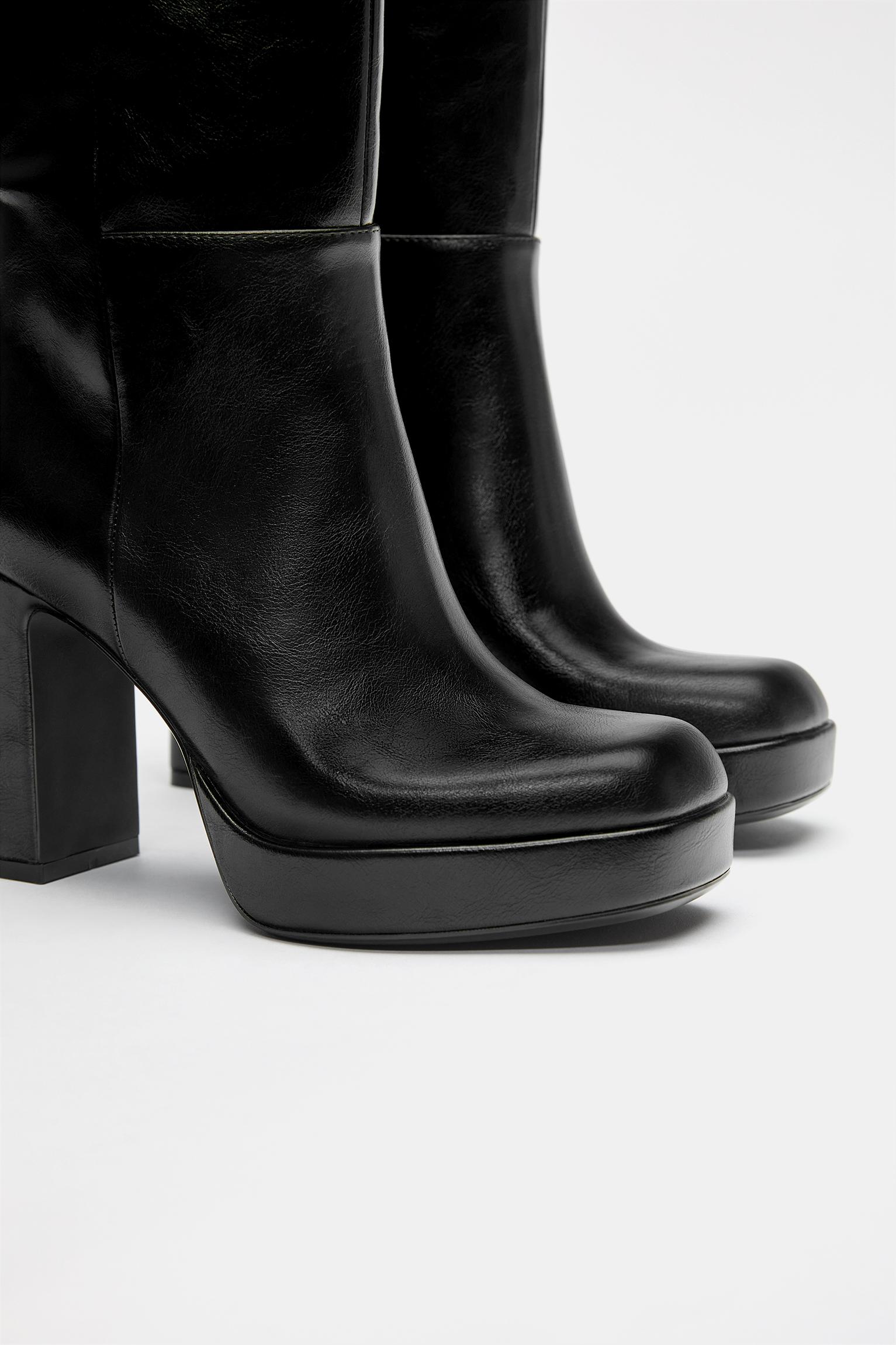 High-heel platform boots — Black