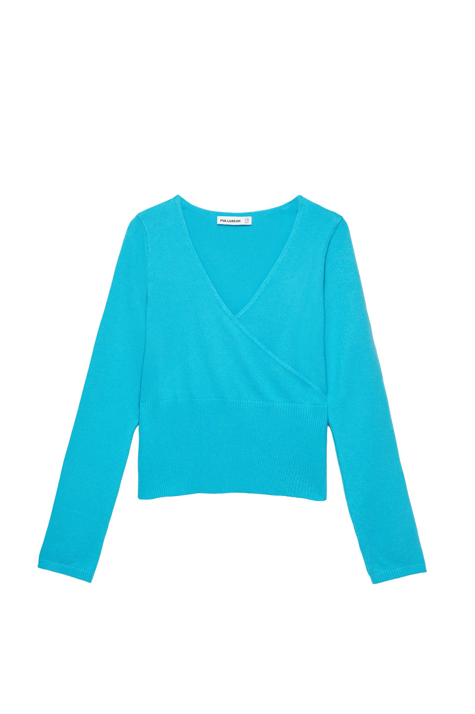 Surplice neck jumper — Turquoise