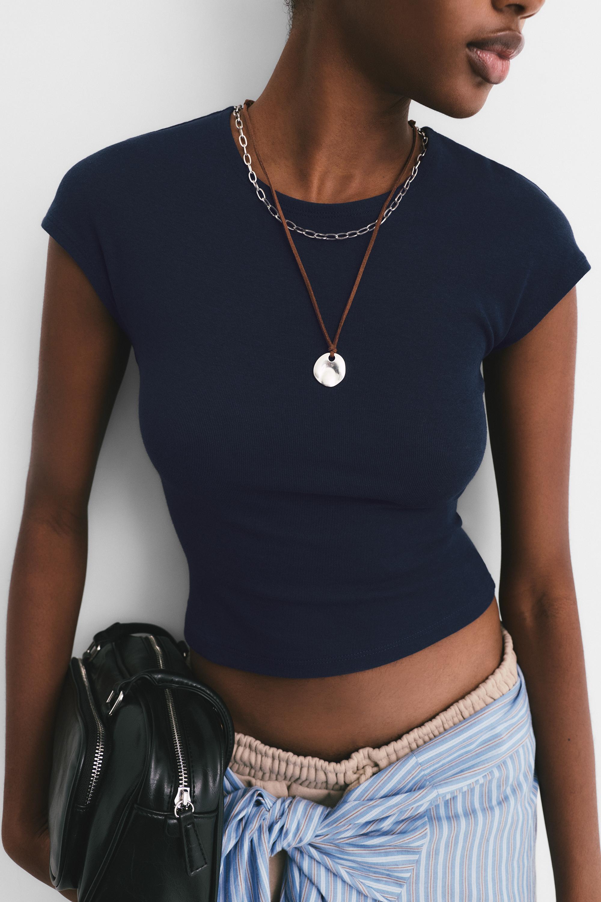 Dar Kesim Kısa Kollu Tişört - Görsel 82