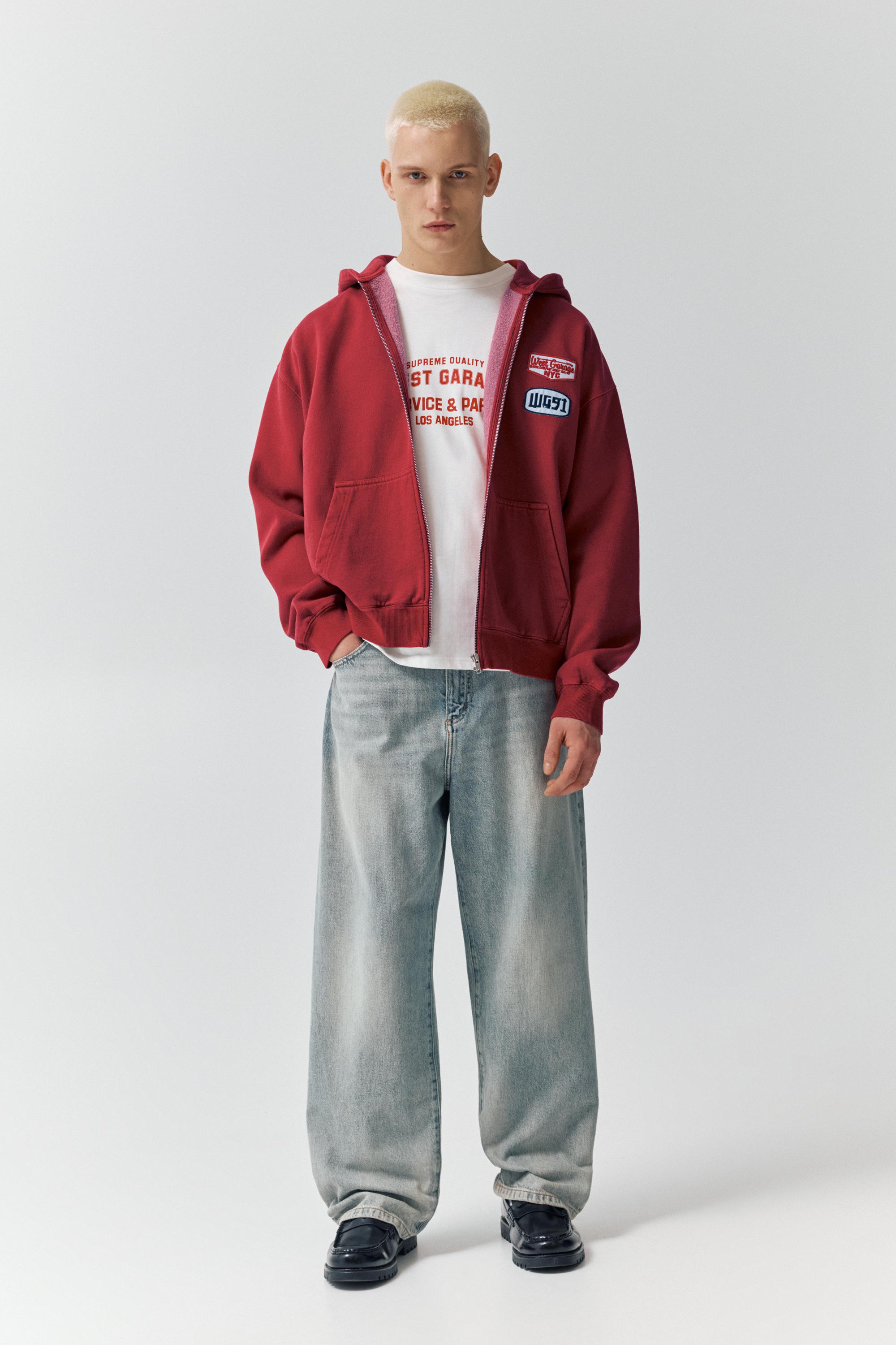 Fermuarlı yamalı kapüşonlu sweatshirt - Görsel 19