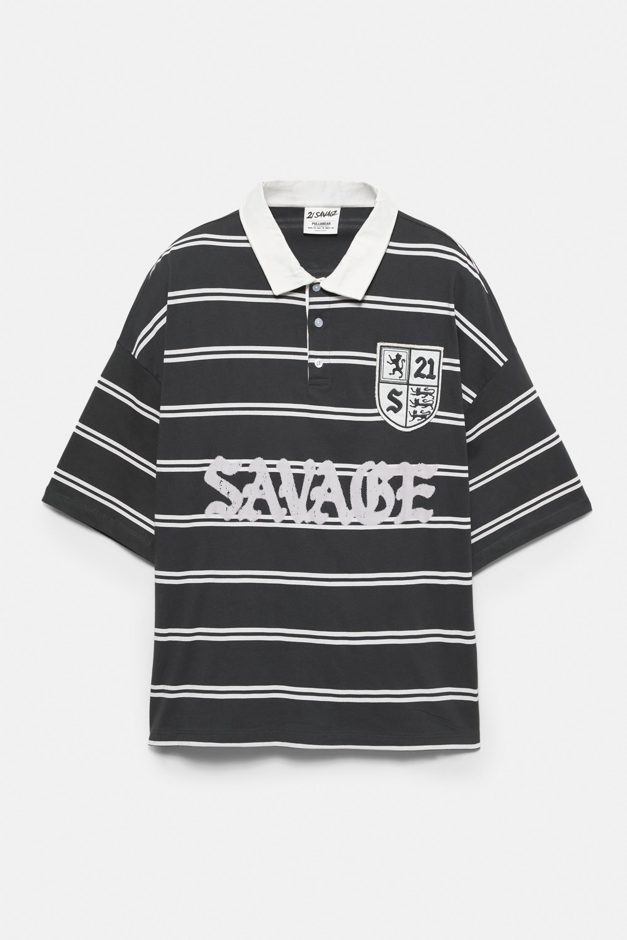 21 Savage çizgili polo t-shirt - Görsel 4