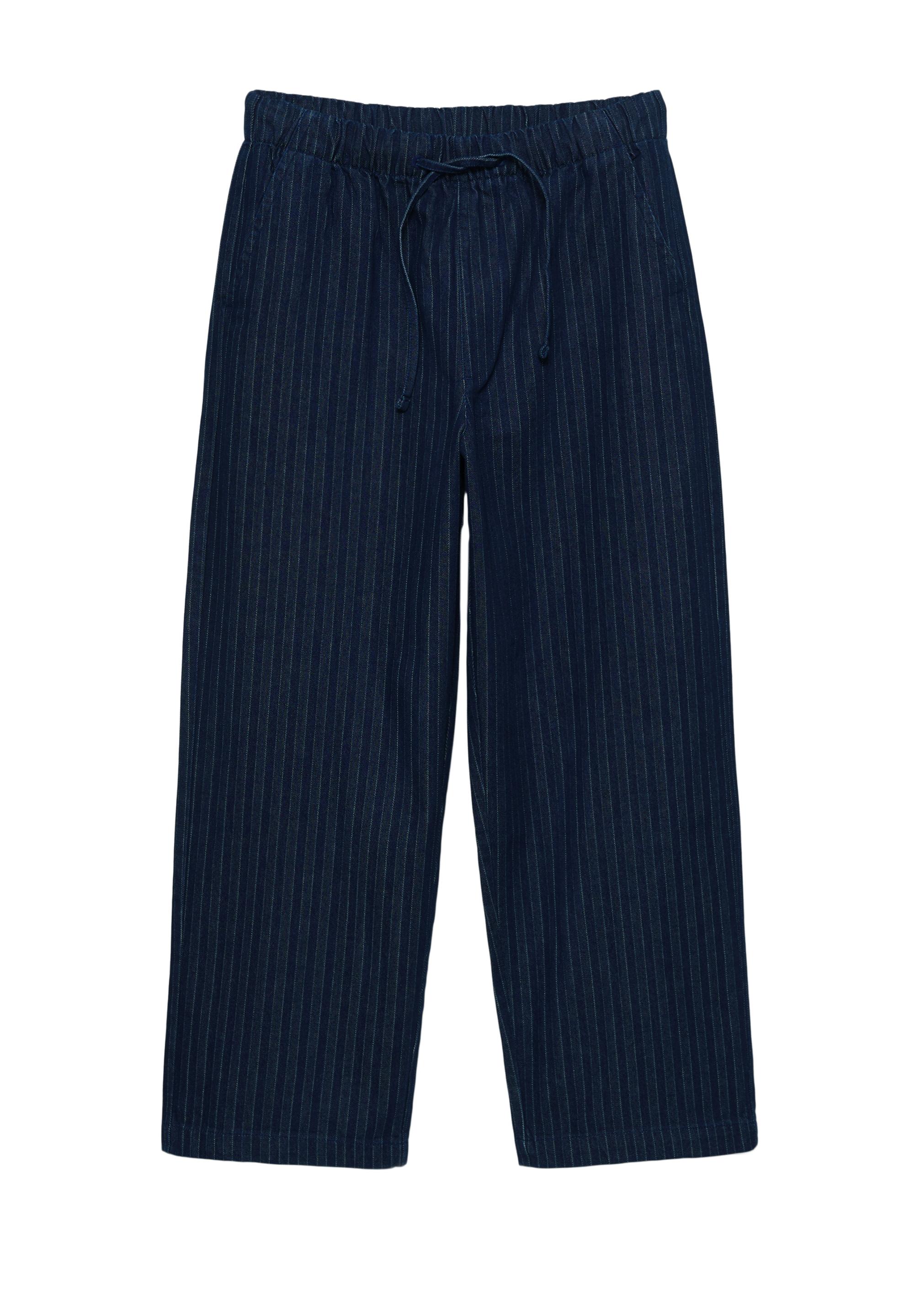 Striped denim jogger trousers — Navy