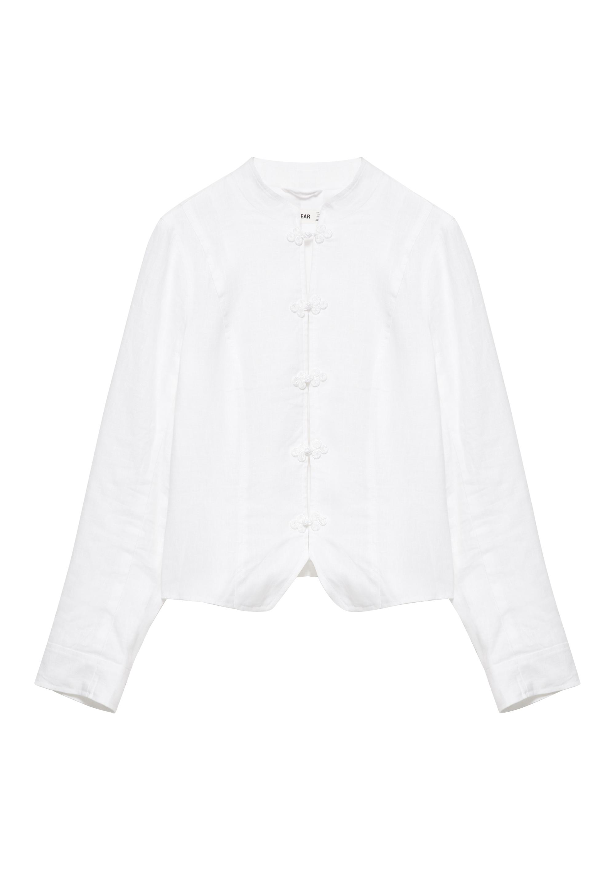 100% linen toggle jacket — White