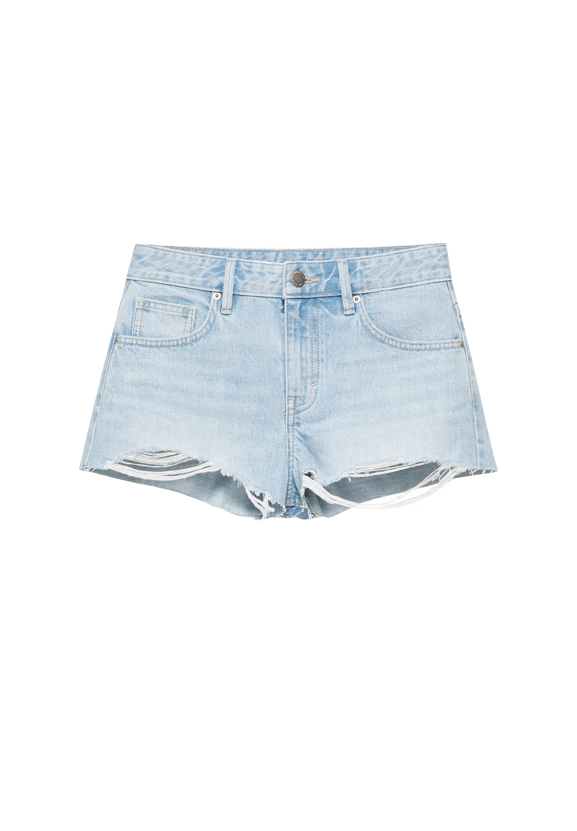 Mini ripped denim shorts — Pale blue