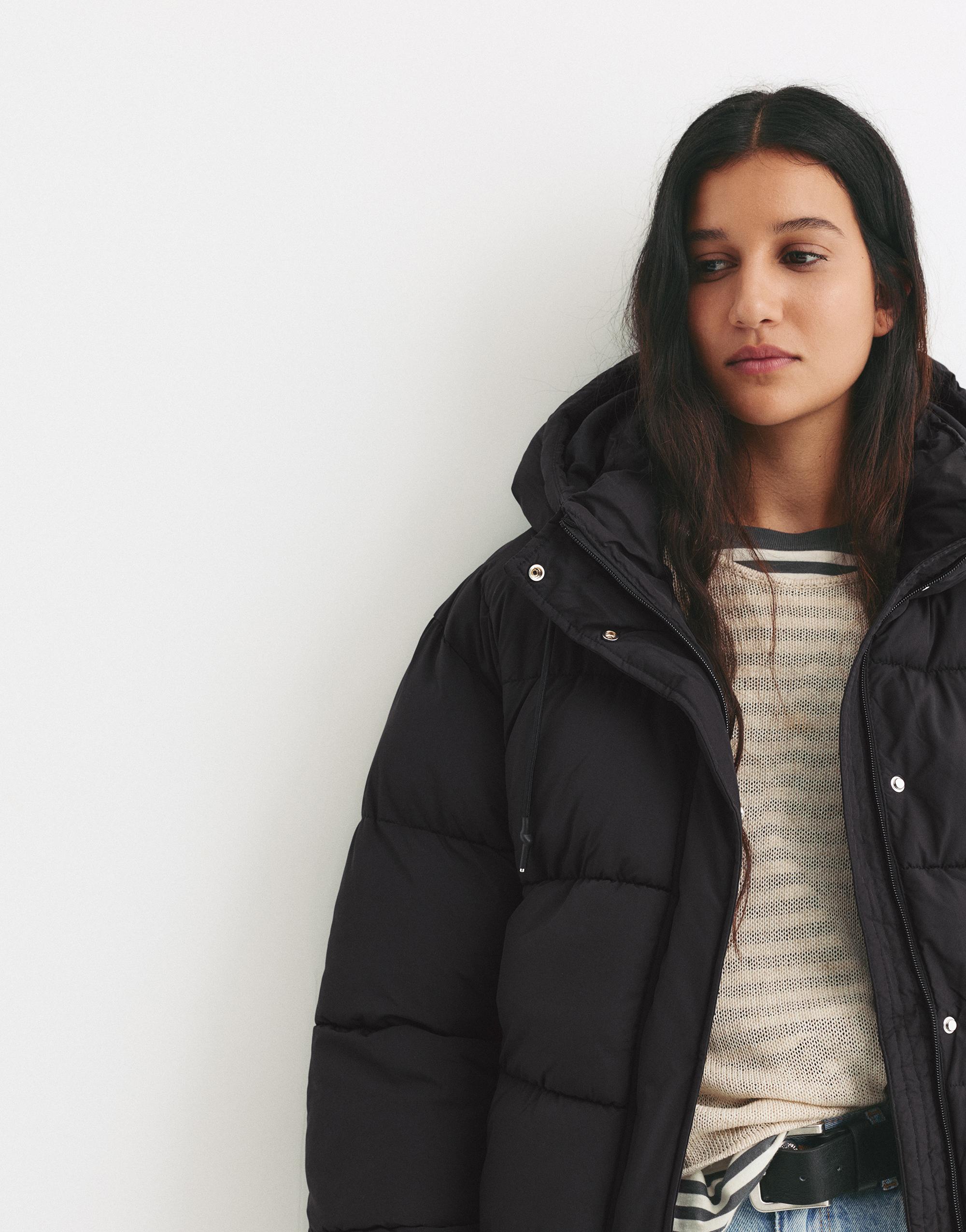 Hooded Padded Jacket — Black