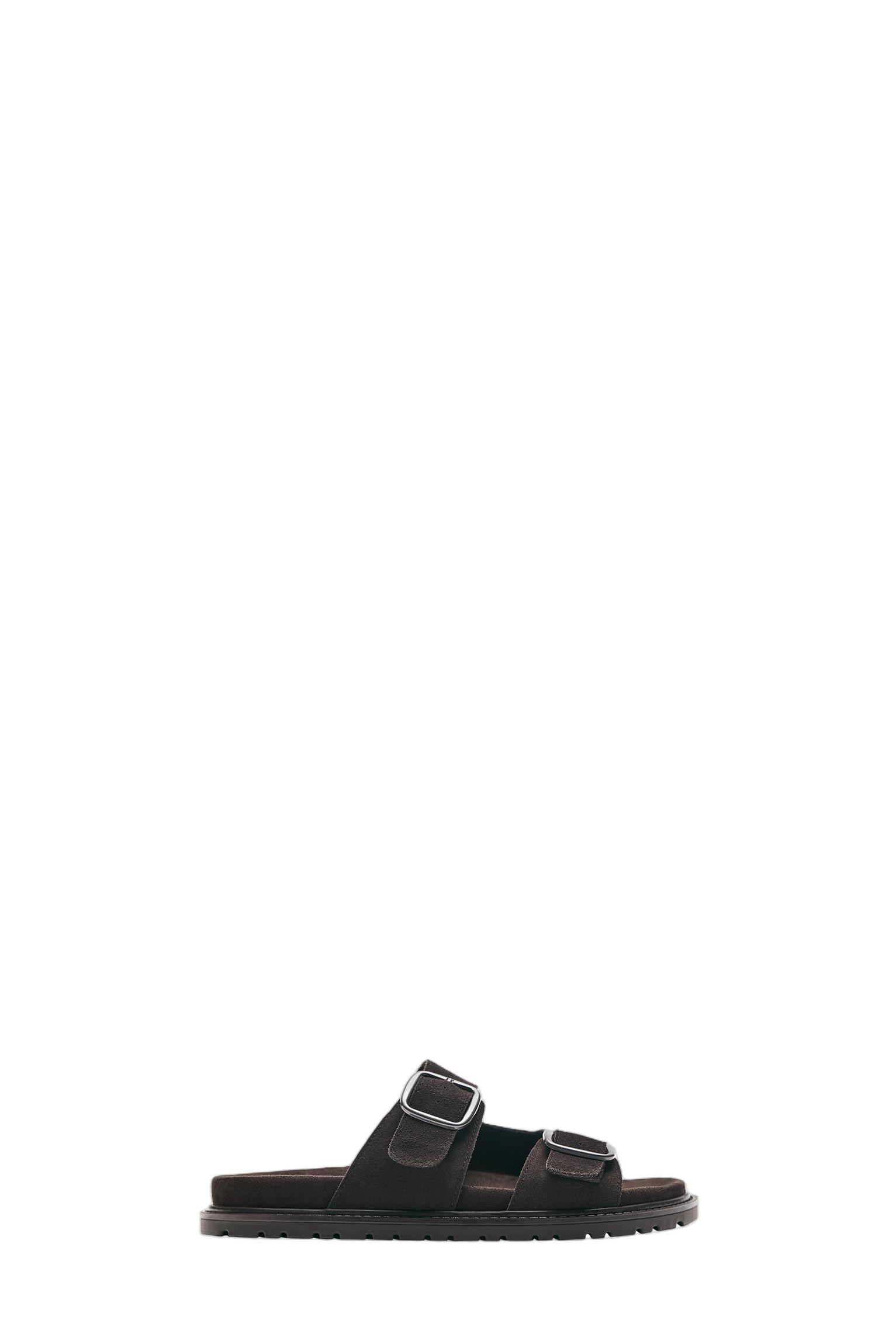 Leather buckle sandals — Brown