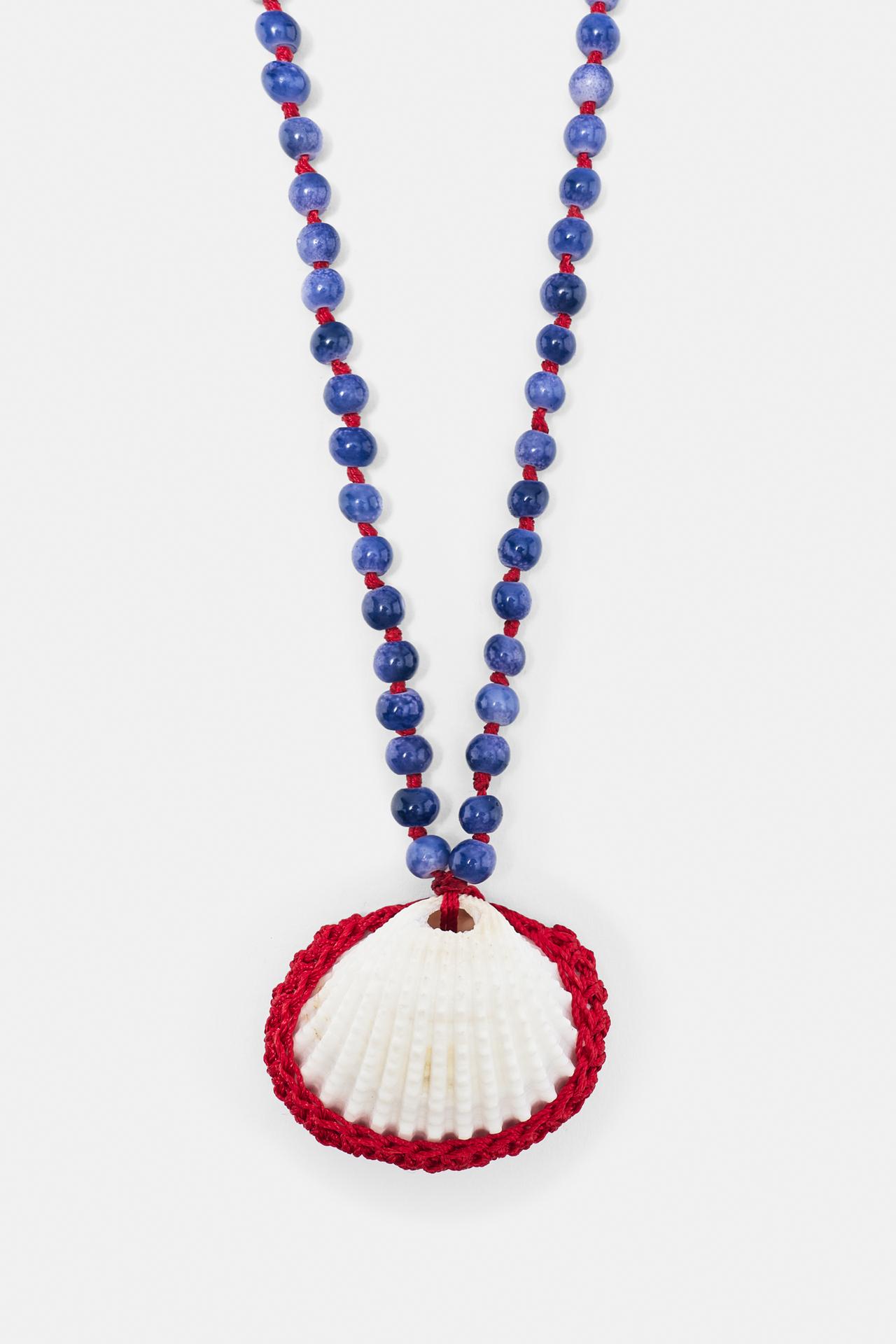 Seashell bead necklace — Red
