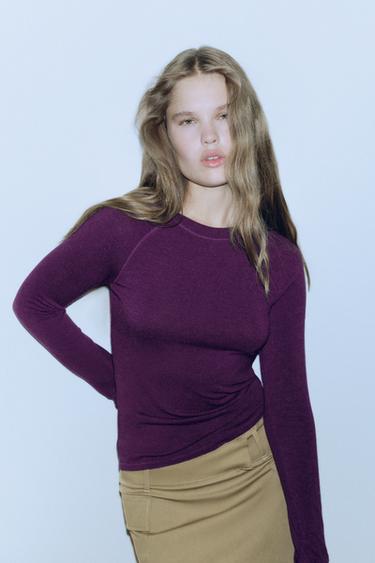 Raglan sleeve T-shirt — Mulberry 1
