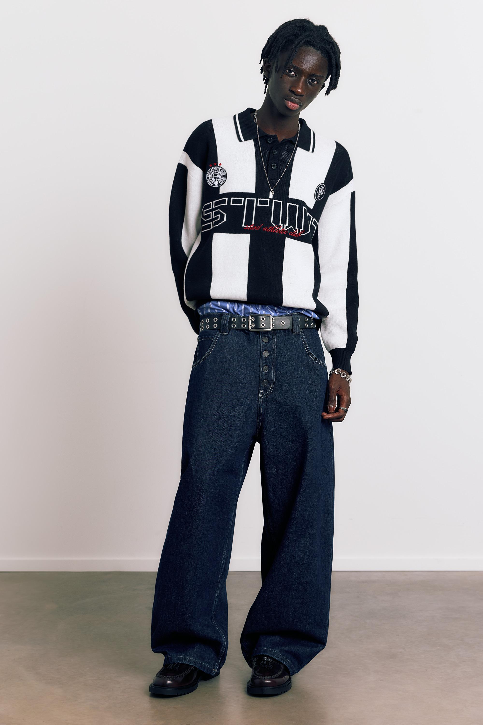 STWD knit polo shirt — White/Black