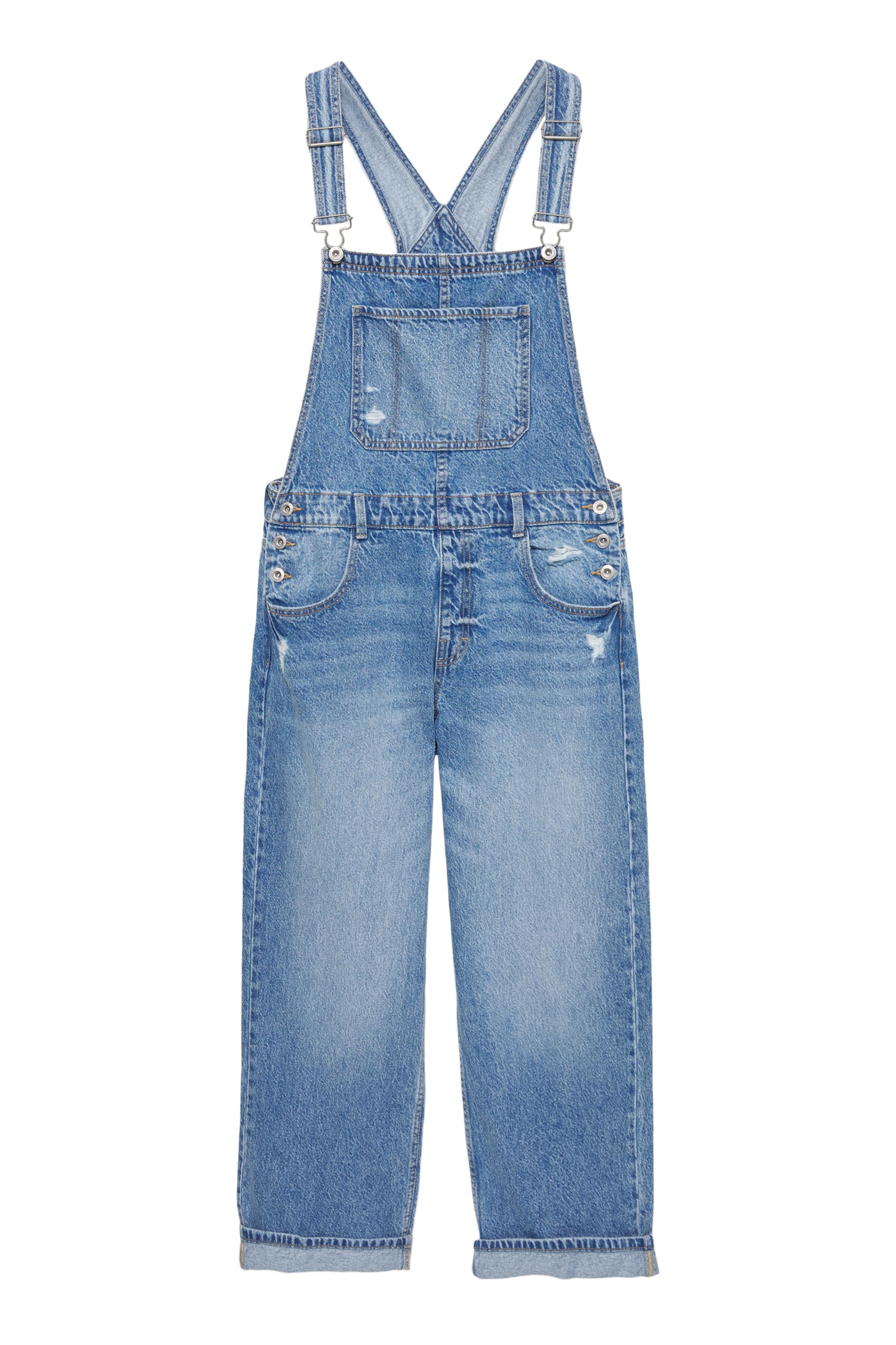 Long denim dungarees