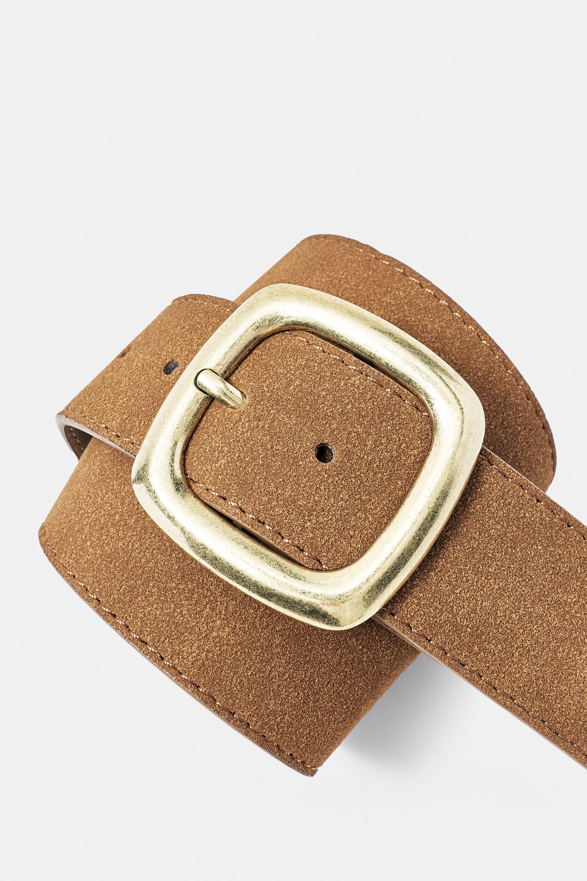 Square buckle belt — Brown
